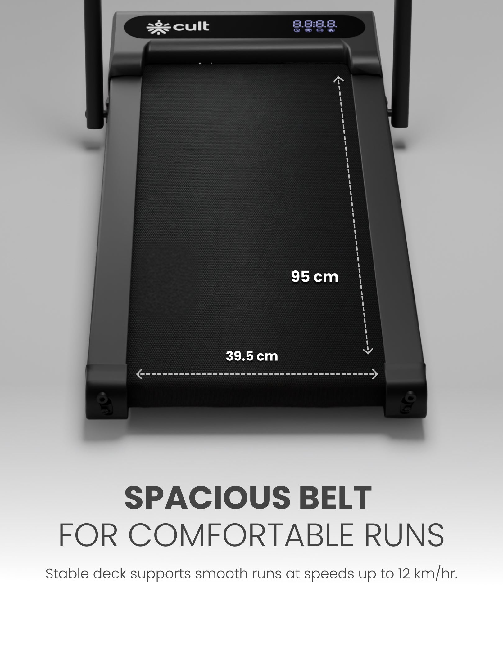 Cult Elevate Walking Pad with 5 HP BLDC Motor, 12 km/hr Speed, Auto Incline up to 15 Levels, 130 kg User Weight Capacity, LED Display, Tablet Holder & Wheels