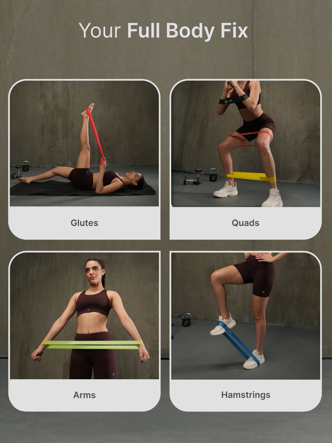 cult Mini Loop Band Toning Exercise Band for Gym Booty Belt for Fitness Pack of 5 (2-20kg Resistance)