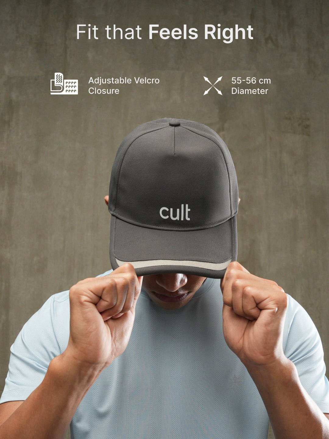 cult Front Pop Cap Charcoal with Grey- Unisex Adjustable Cap for Men & Women