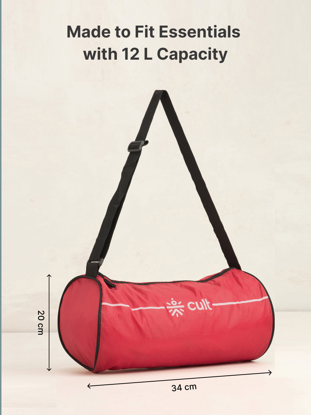 Duffle Bag Unisex Adjustable Strap Mesh pocket Gym & Sport Bag Red 12 L