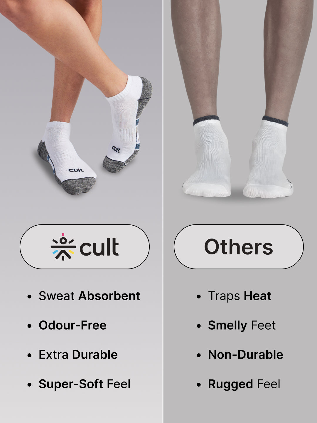 Sports Low Ankle Pack of 3 Black,White & Grey Men's Cotton Socks