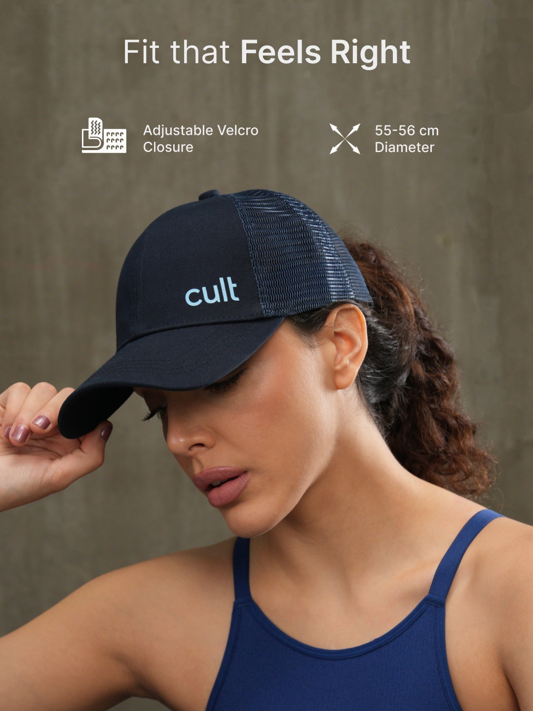 cult Half Mesh Cap Navy- Unisex Adjustable Cap for Men & Women