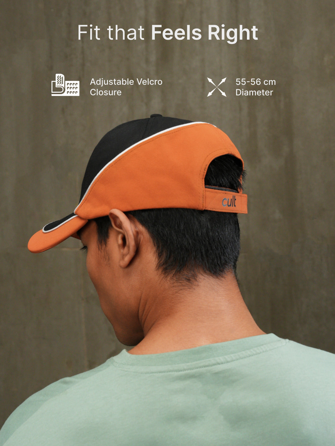 cult Colour Block Cap Black and Orange- Unisex Adjustable Cap for Men & Women