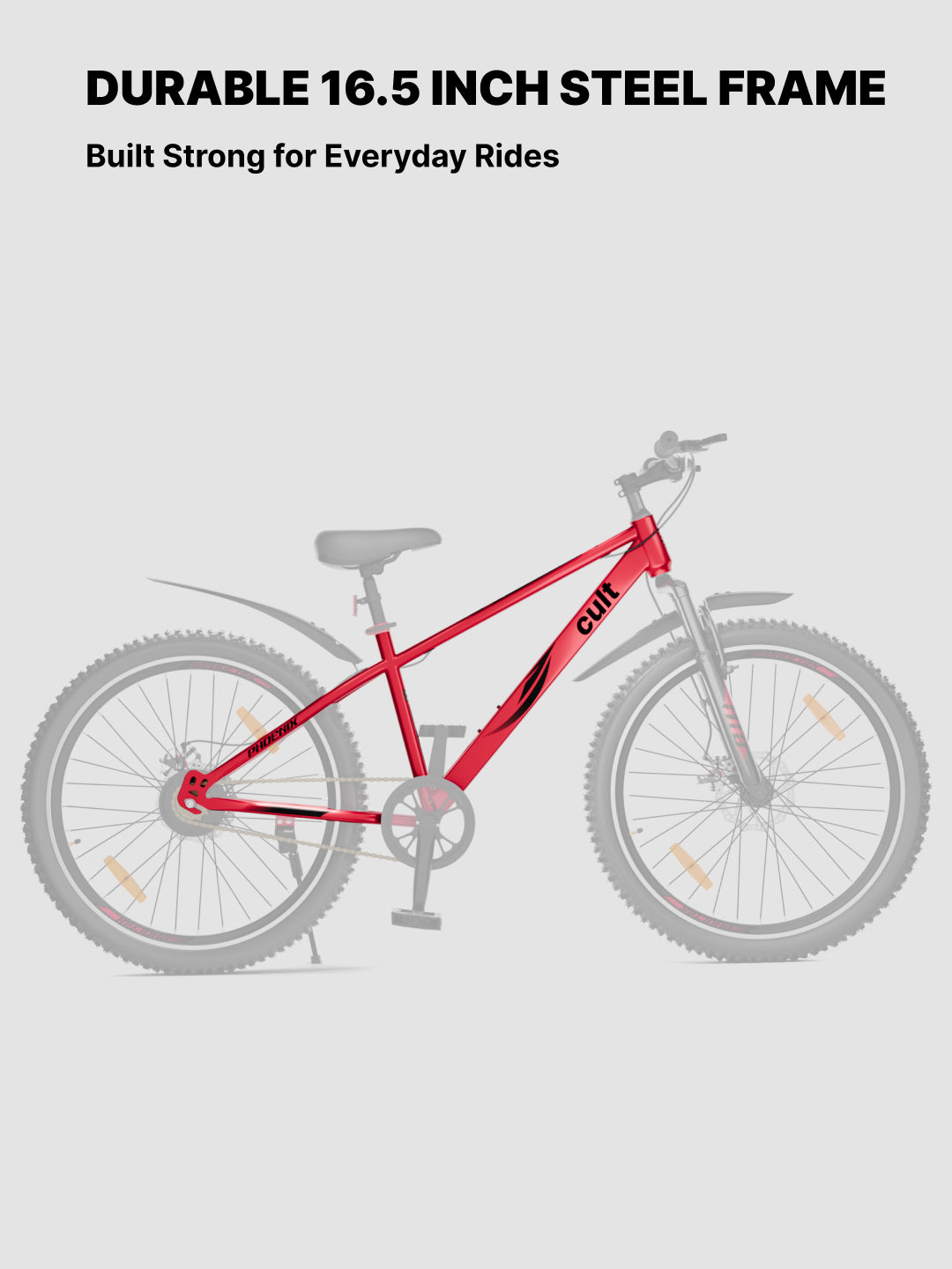 Cult Phoenix 29 inch Steel Mountain Bike with Dual Disc Brake and Front Suspension, Red