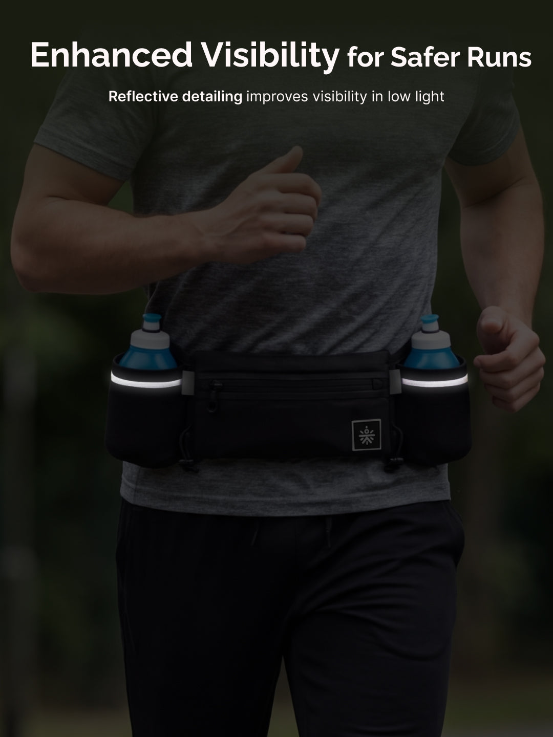 Cult Running Hydration Waist Bag with Dual 300 ml Water Bottle with Holders, Phone Pocket & Adjustable Belt