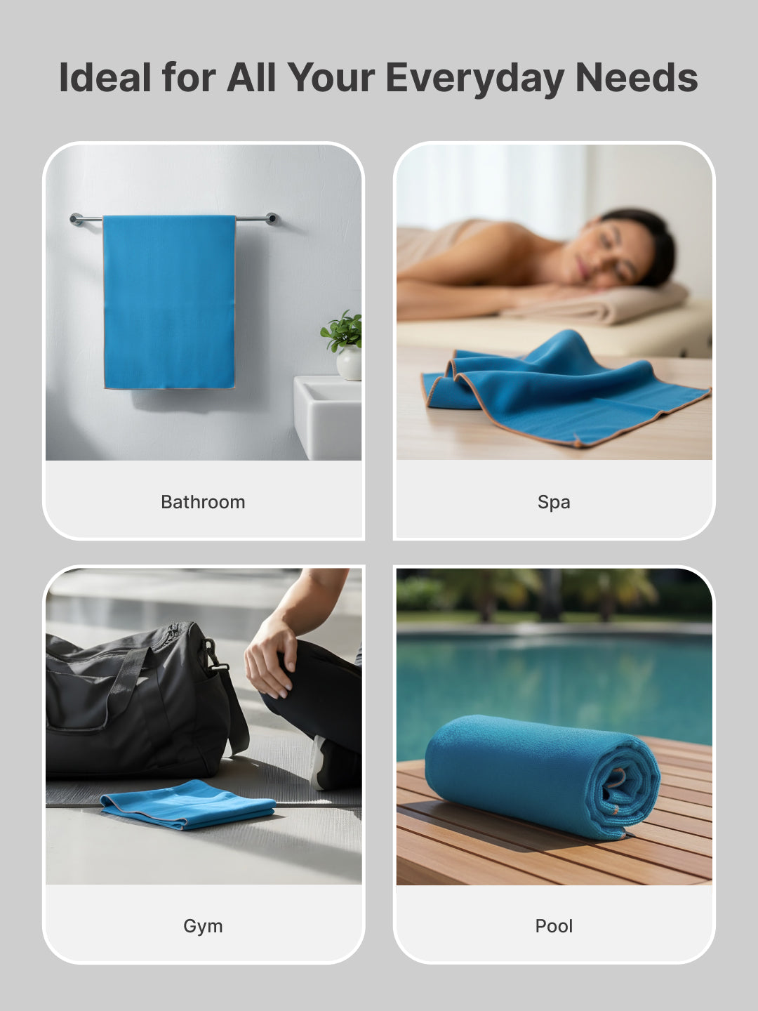 cult Microfiber Gym Towel for Men & Women with Elastic Loop - Small