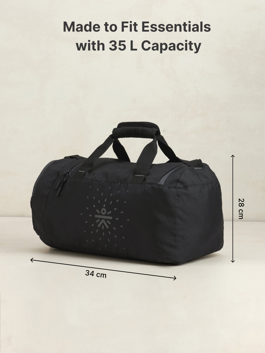 Cult Unisex Black Duffle Bag with Shoe Compartment