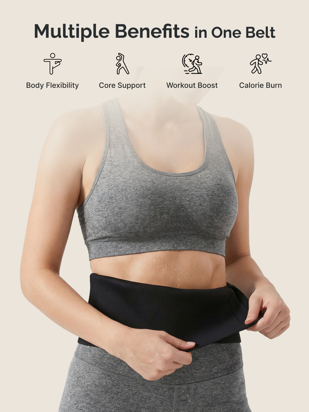 CULT Sauna Belt for Men & Women; Sweat-Enhancing Waist Trimmer Belt for Workout; Gym & Multipurpose Fitness Use Black