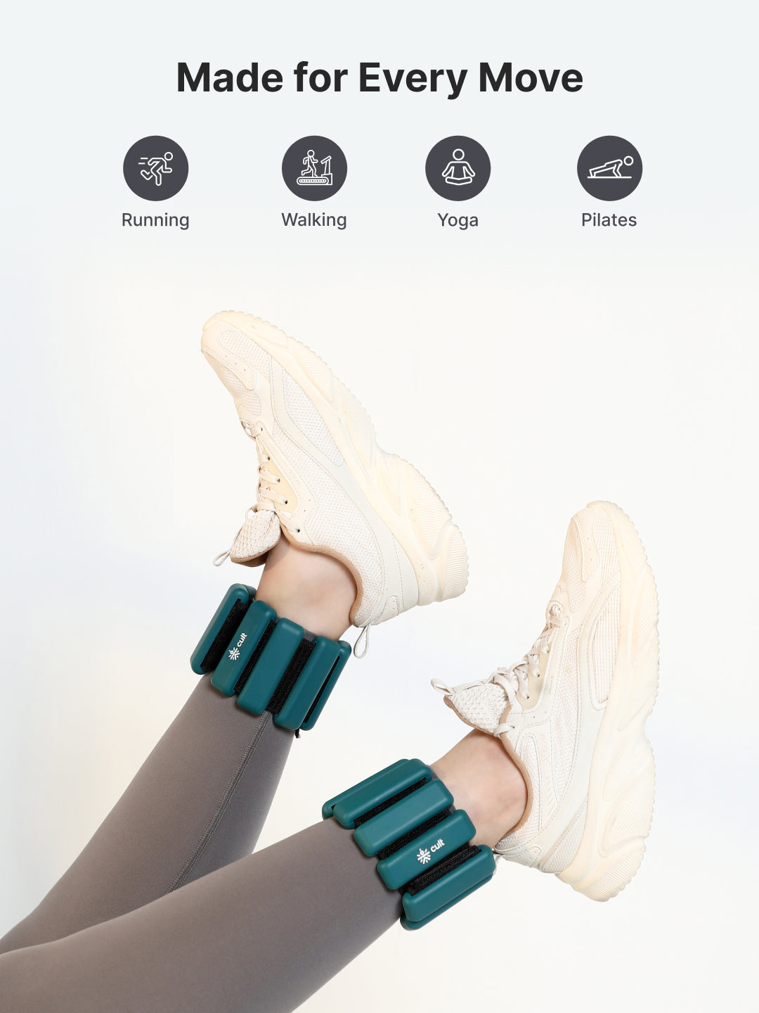 Adjustable Ankle and Wrist Weights (450 g x 2) pair with Removable 60 g Slots Green– Customisable Weights for Running, Walking, Yoga & Workouts