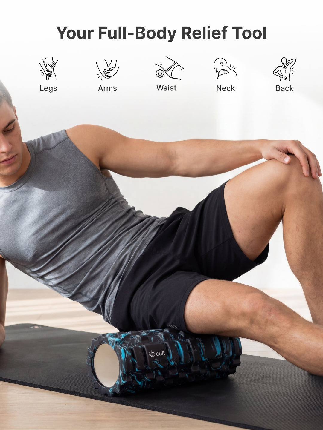 cult Foam Roller Marble Blue  - Muscle Recovery & Deep Tissue Massage