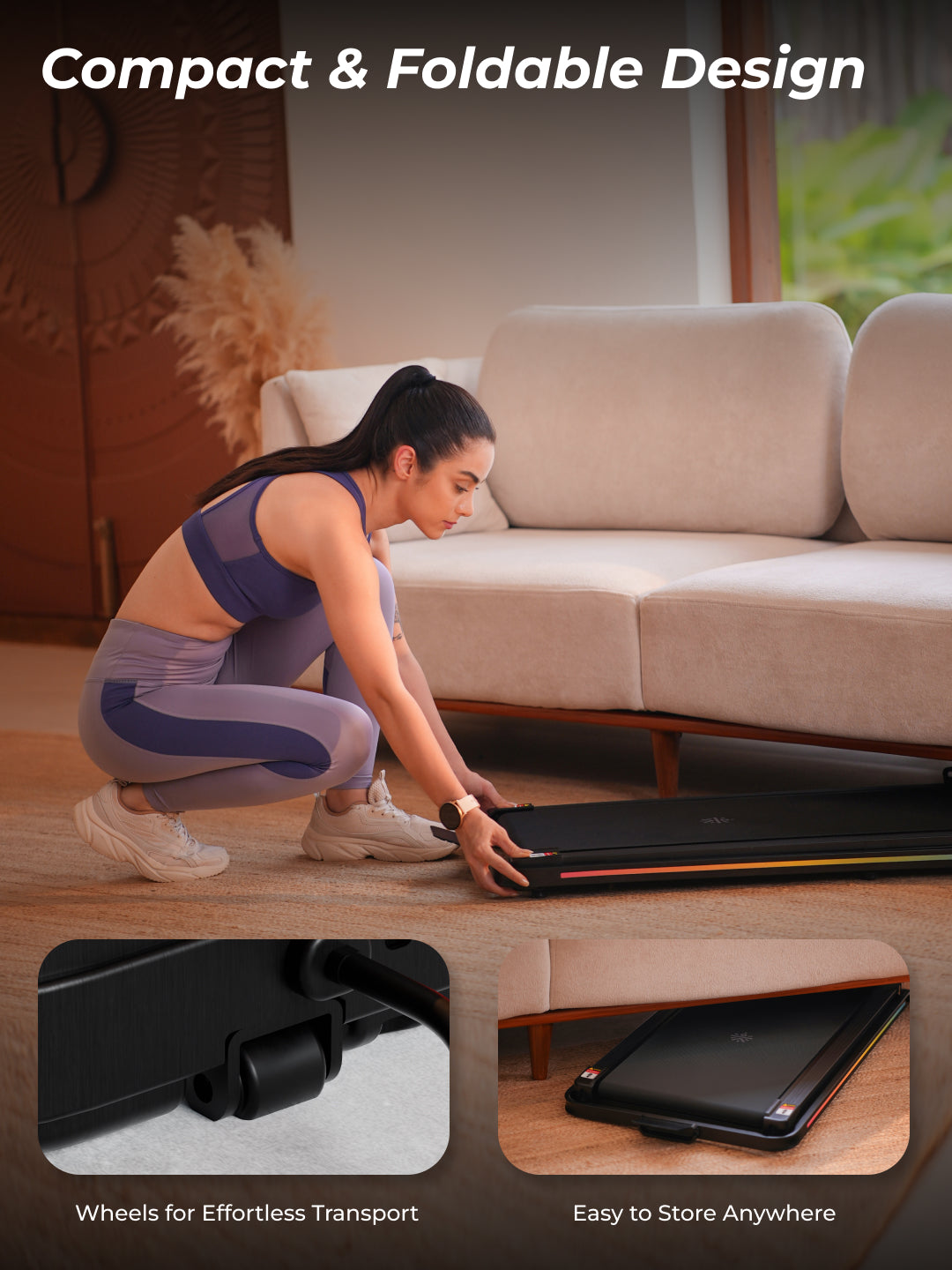 Cult Walking pad Prime 3.5HP Peak DC Motorized Treadmill | Max Speed-10kmph | Max Weight-100kg | Walking Pad for Home Use (with 6 months extended warranty)