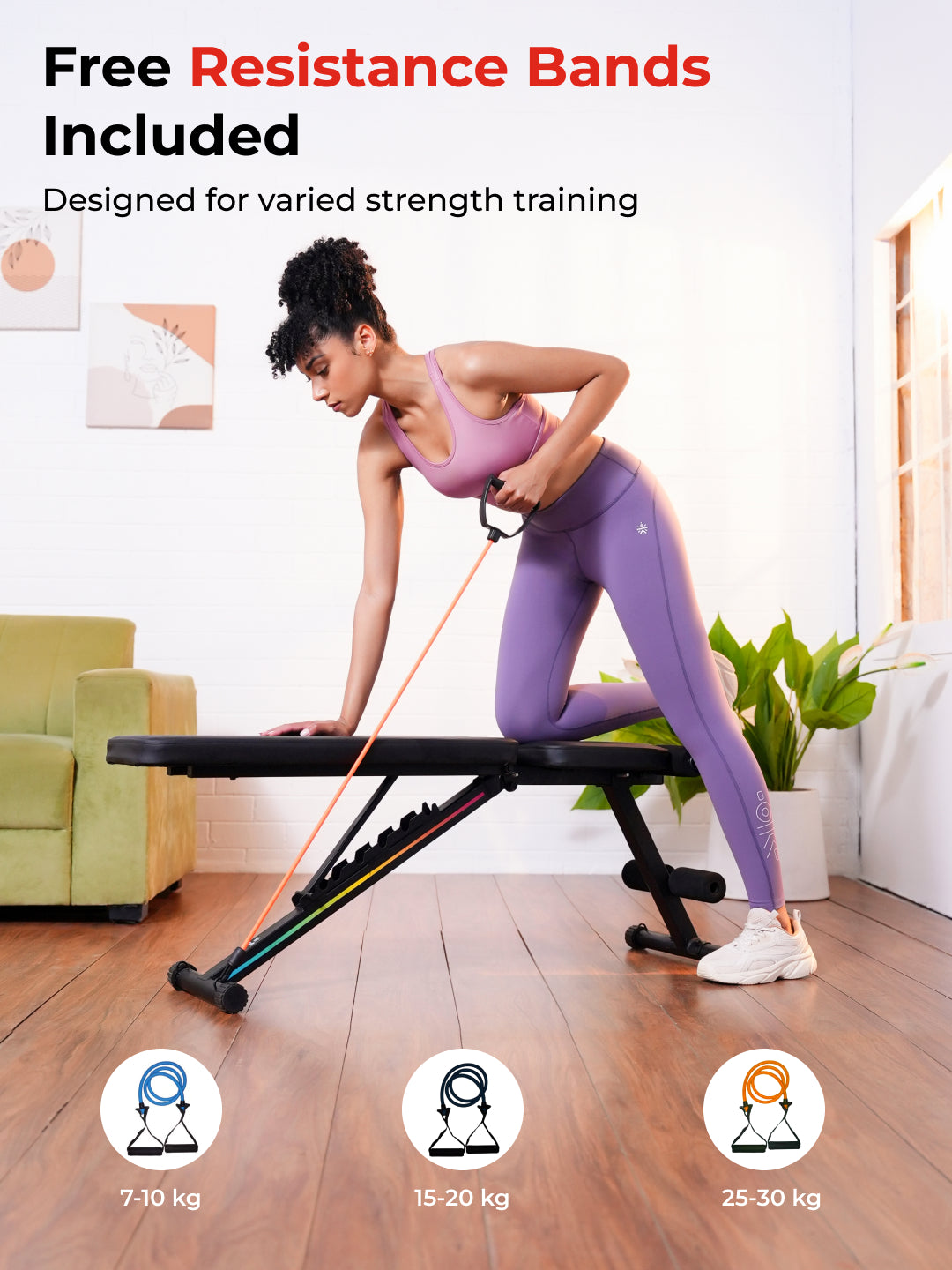 Cult Strivo Foldable Adjustable Workout Bench | 350Kg Max Weight | 8-Level Incline & Decline | High-Density Cushioning & Heavy-Duty Steel Frame Home Use Bench