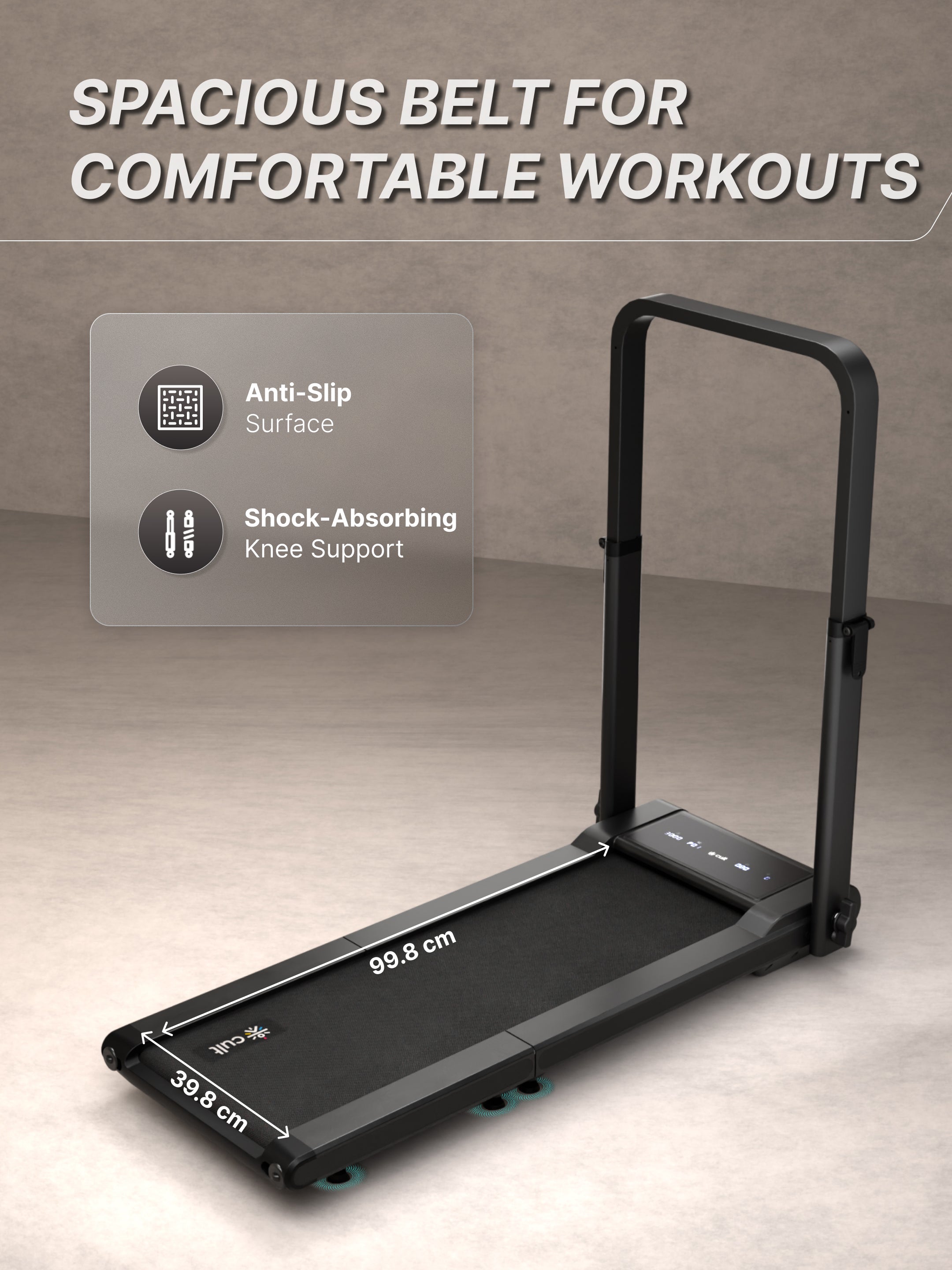 Cult Fold Plus Center-Folding Walking Pad with 5HP Motor with Easy Remote Control | Max User 130kg | Top Speed 6kmph | Running Deck 39.3 x 15.7 inches | Space Saving & Perfect for Home use Treadmill (with 6 Months Extended Warranty)