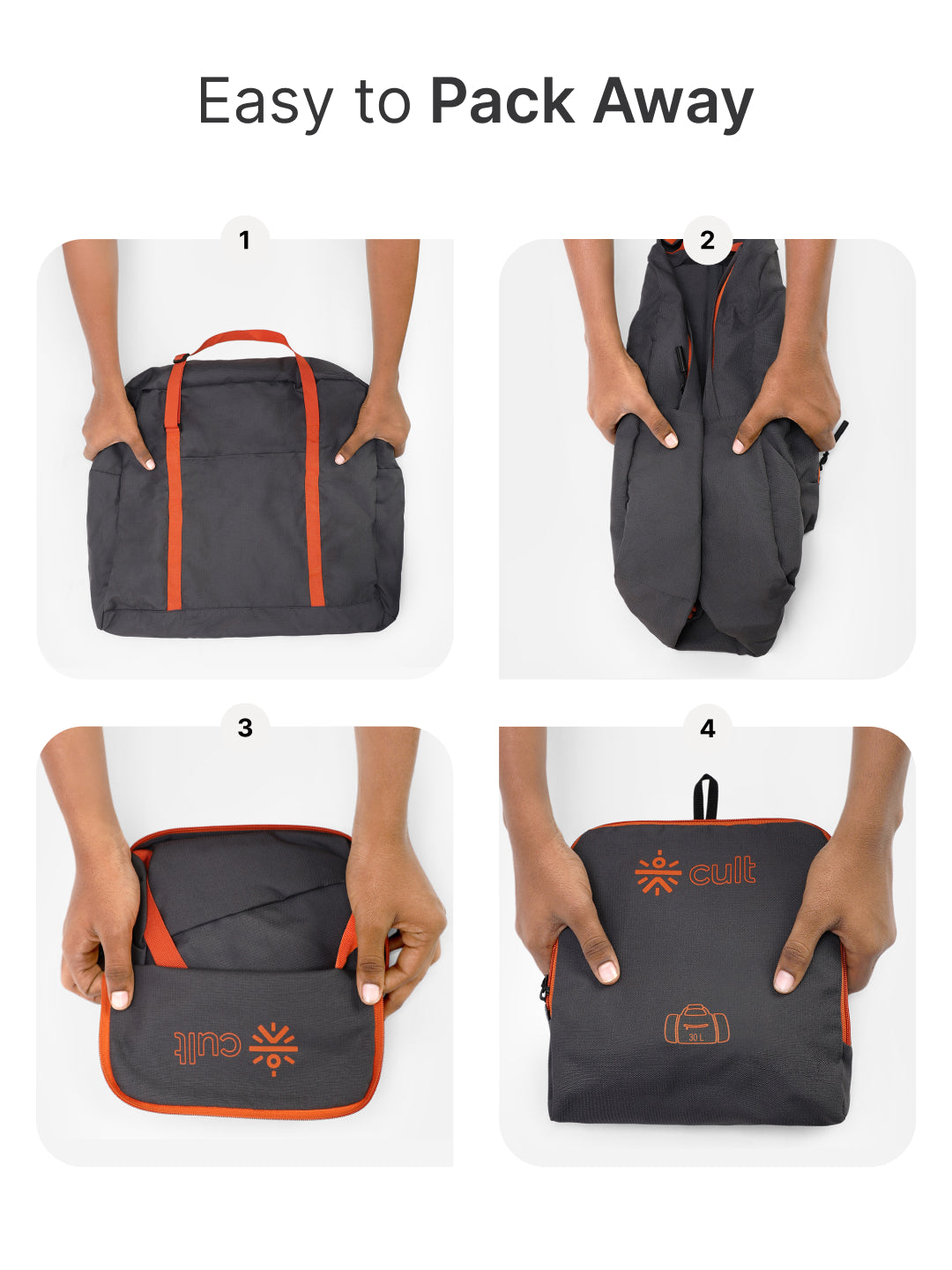 cult Foldable Duffle Bag  30L Grey