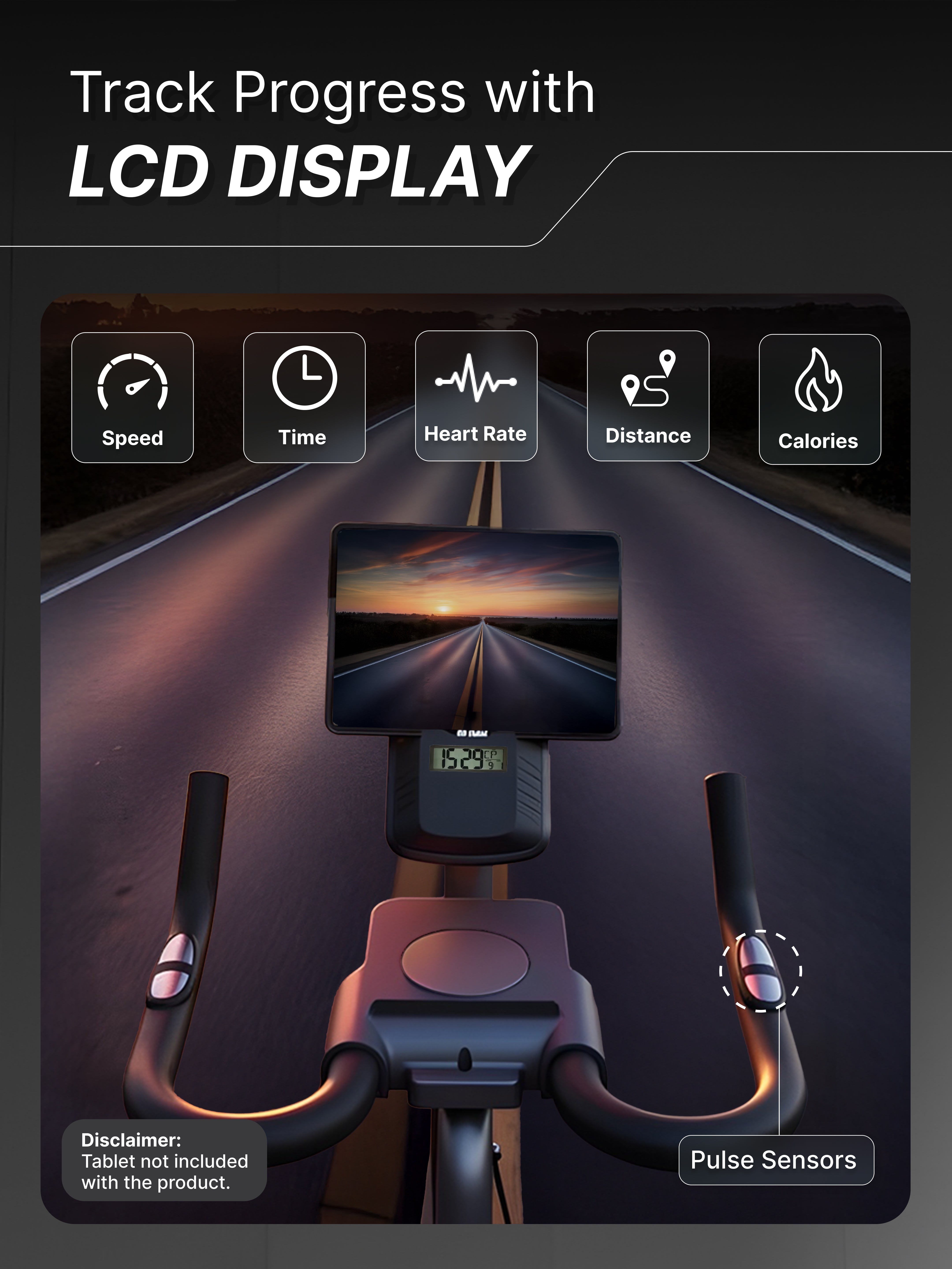 Fitkit by Cult FK7004 Premium Magnetic Spin Bike | 130kg Support | Stepless Resistance & 8kg Flywheel | LCD Display with Heart-Rate Tracking | Tablet Holder | Smooth & Silent Ride for Home Fitness