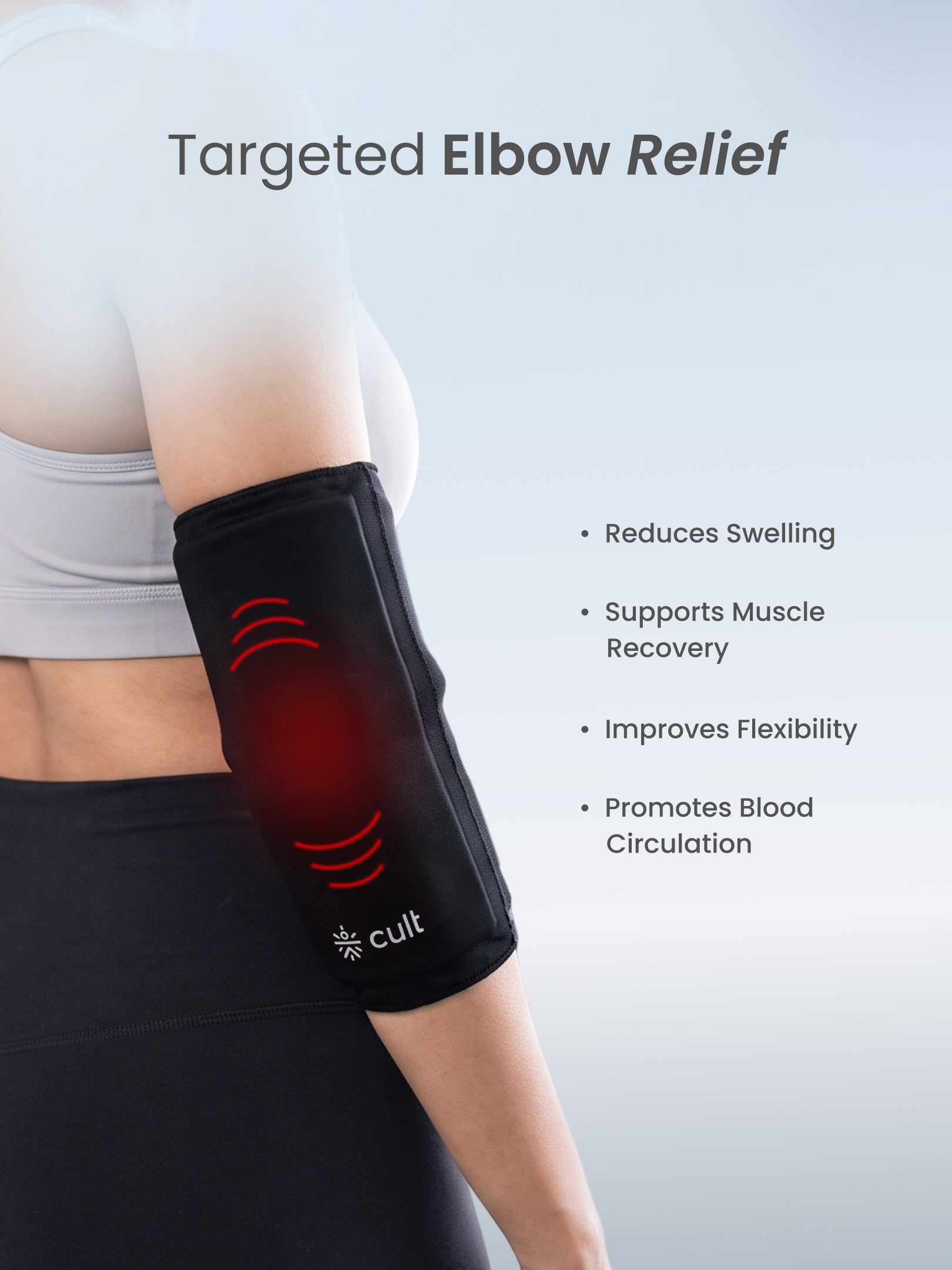 CULT Gel Arm Sleeve for Men & Women | Compression Elbow Support Brace for Gym Workout, Sports & Cycling | UV Sun Protection & Muscle Recovery Guard (Black, S-M)