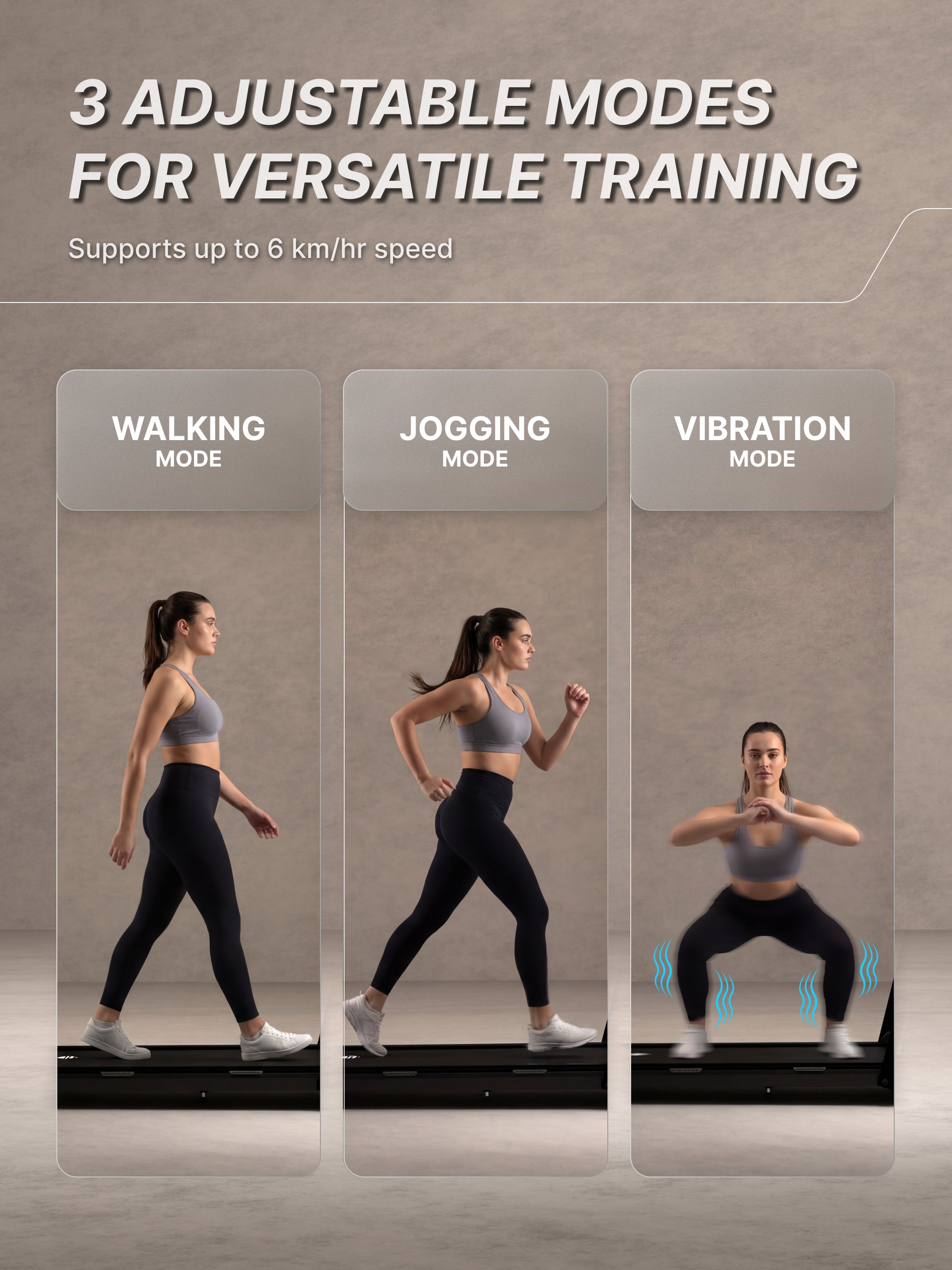 CultVibe 3-in-1 Walking Pad/Walk, Jog & Vibration | 4 HP BLDC Peak Motor | 150 Kg Max Load | 8 Vibration Modes | Remote Control & Tablet Holder | Treadmill for Home Use