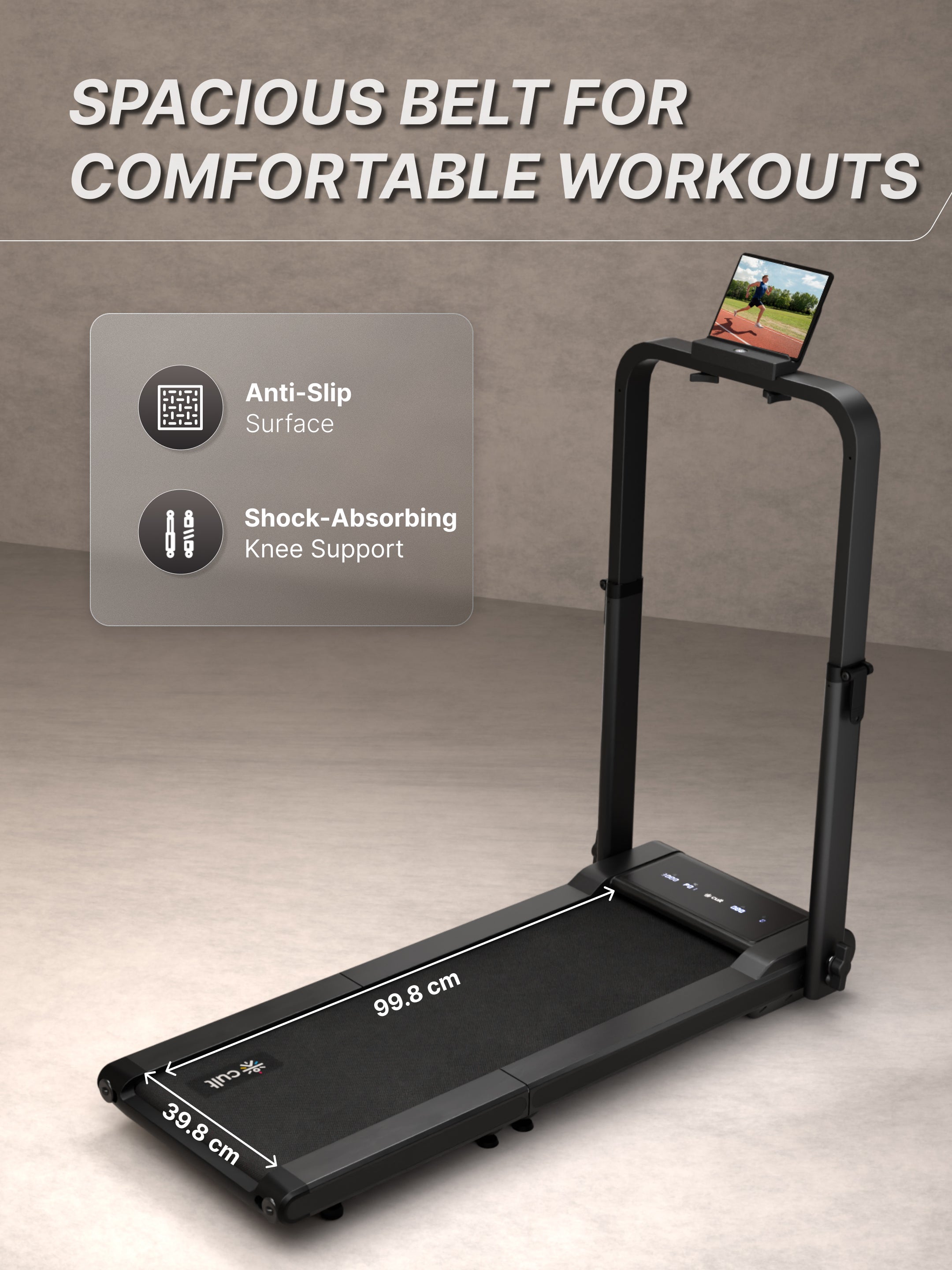 Cult Fold Plus Center-Folding Walking Pad with 5HP Motor with Easy Remote Control | Max User 130kg | Top Speed 6kmph | Running Deck 39.3 x 15.7 inches | Space Saving & Perfect for Home use Treadmill (with 6 Months Extended Warranty)