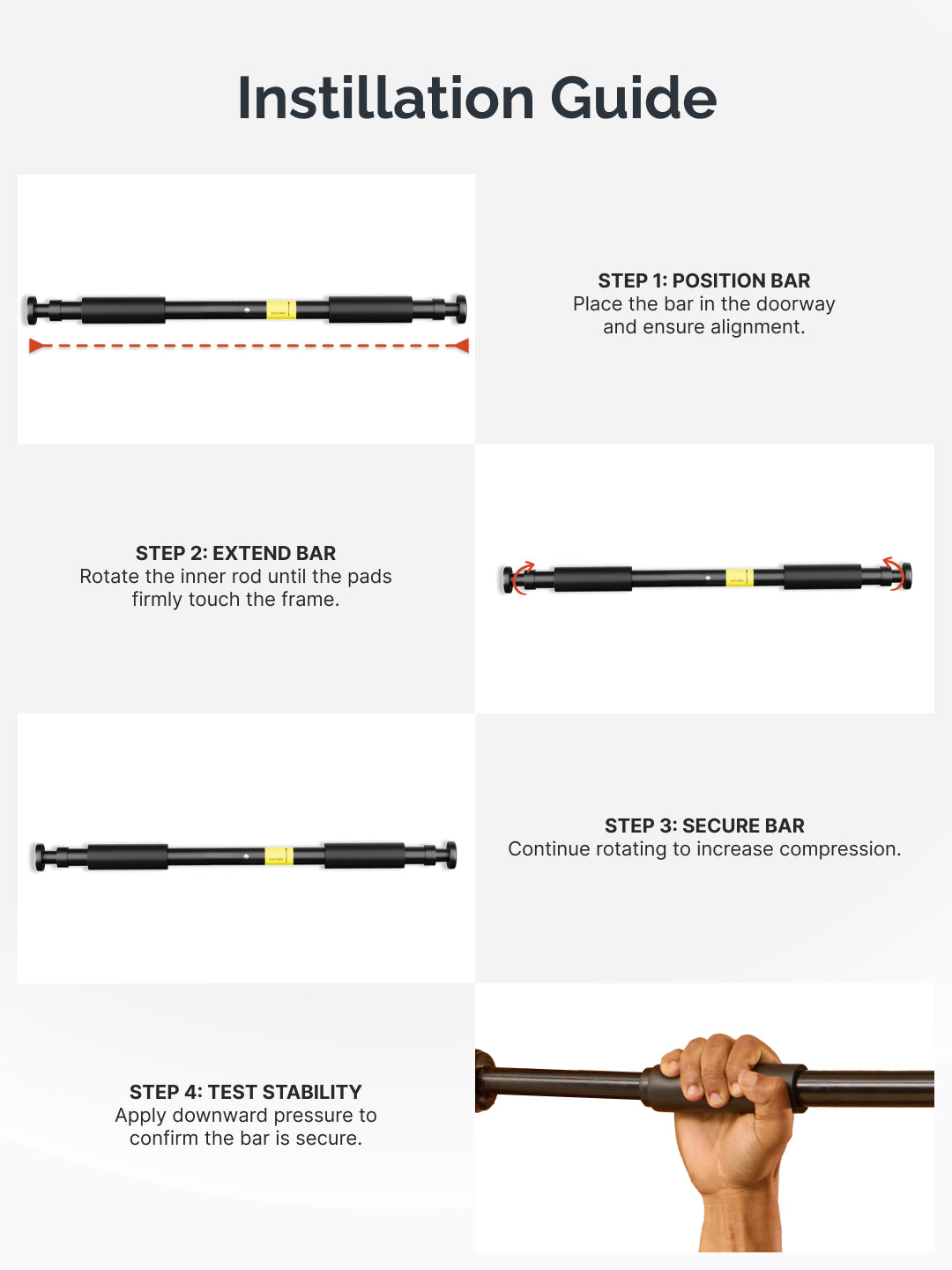 Cult Adjustable Pull-Up Bar for Doorway | Heavy-Duty Steel | Multi-Grip Home Gym Bar for Pull Ups, Chin Ups & Core Workout | Size - 60-100 cm