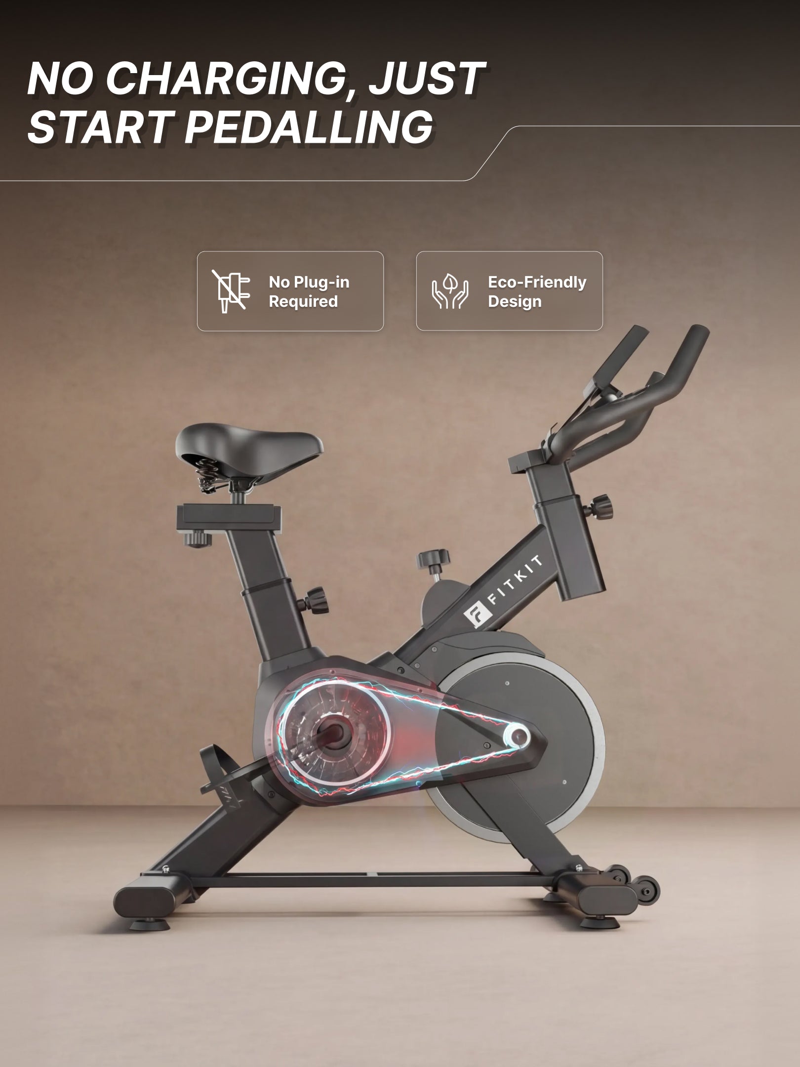 Fitkit by Cult FK8001 Spin Bike with 8Kg Flywheel, LED screen, Adjustable Brake Pad Resistance with Belt Drive System for Fitness at Home Workouts | Max Weight : 130 kg (Black)