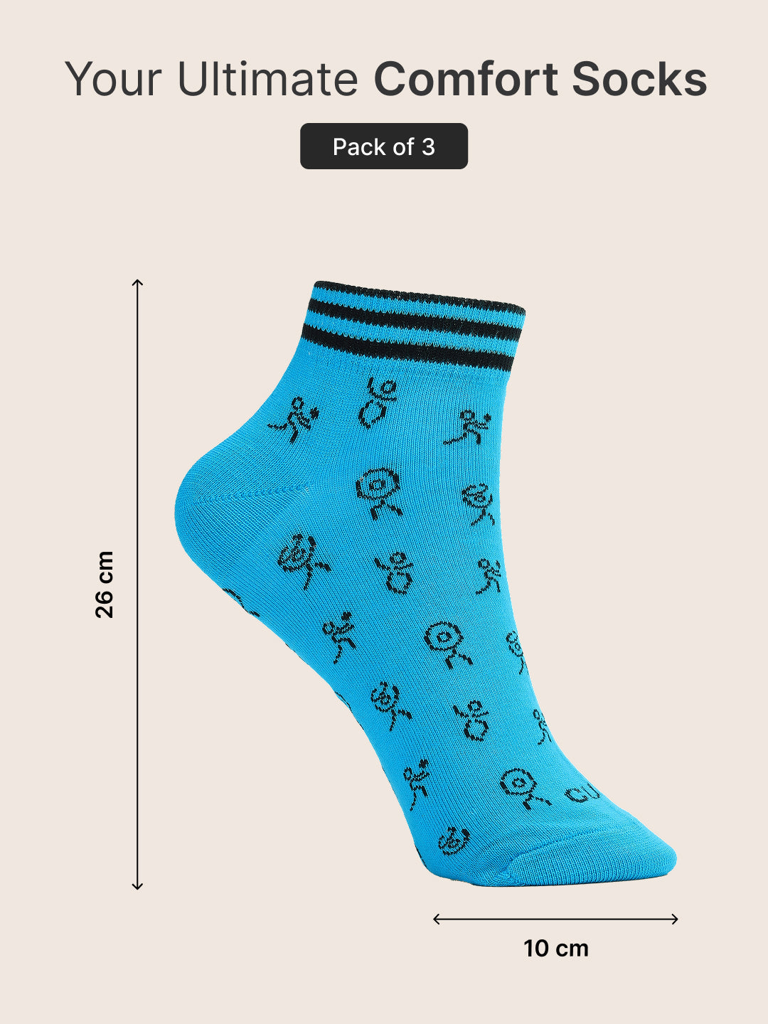 CULT Men's Ankle Length Cotton Socks – Ultra Soft, Breathable & Anti-Microbial – Casual & Sports Socks with Moisture-Absorbent Fabric