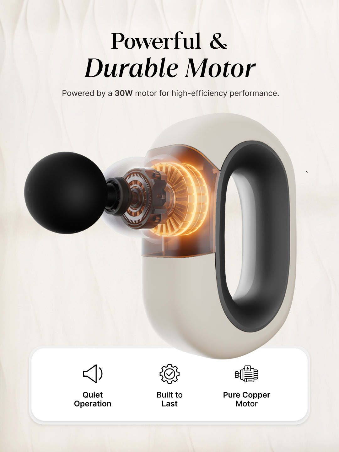 Cult Halo Premium Full Body Gun Massager with Multi-Grip Handle, 5 Massage Heads & 6 Adjustable Speeds, 3 hour battery, Cream