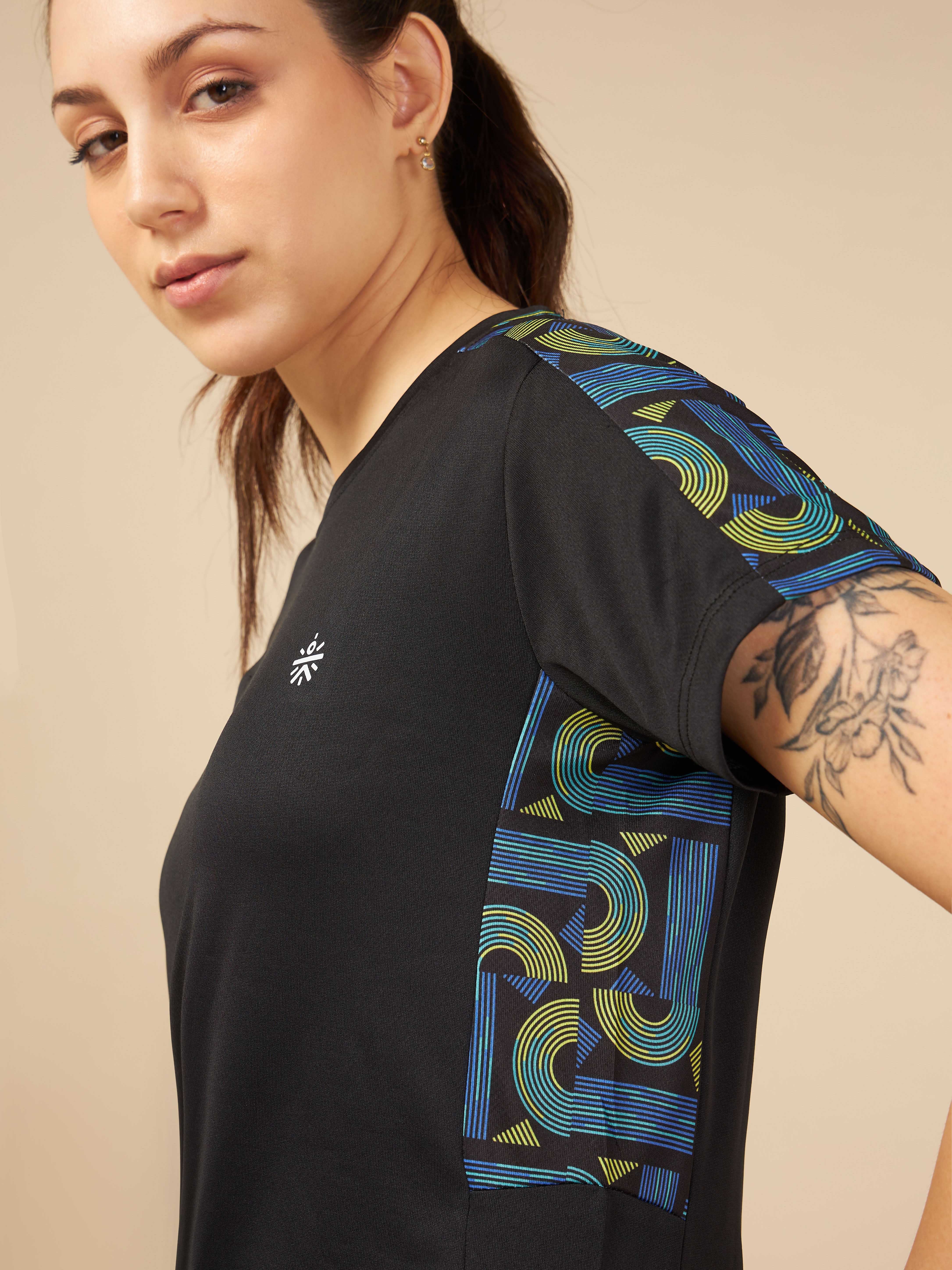 Panelled T-shirt with Sleeve Taping