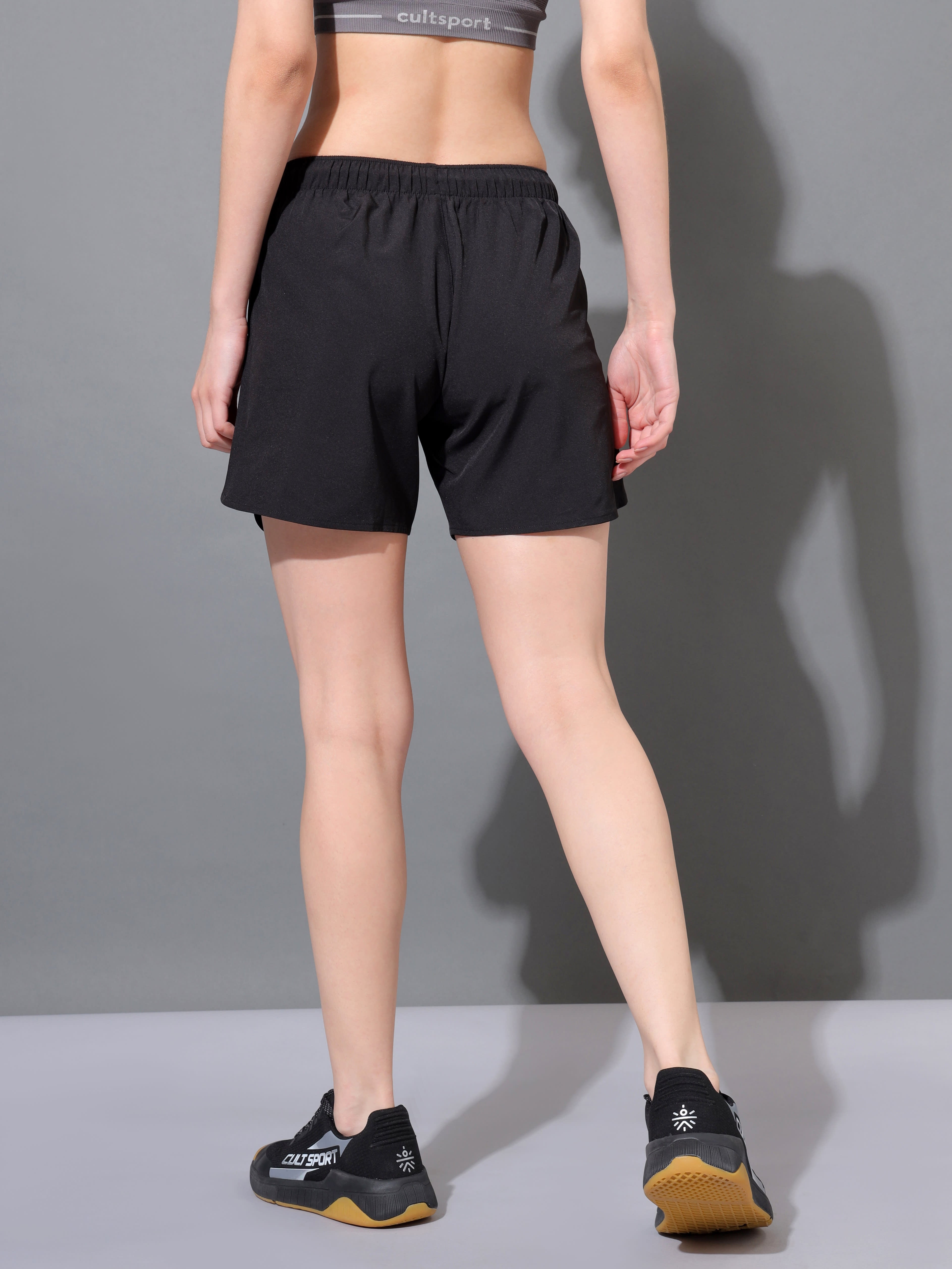 Solid Shorts with Curved Hem