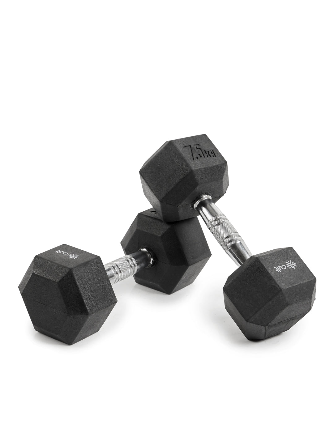 Cult 7.5Kg Hex Dumbbells For Home & Gym Exercises, Set of 2, (Black)