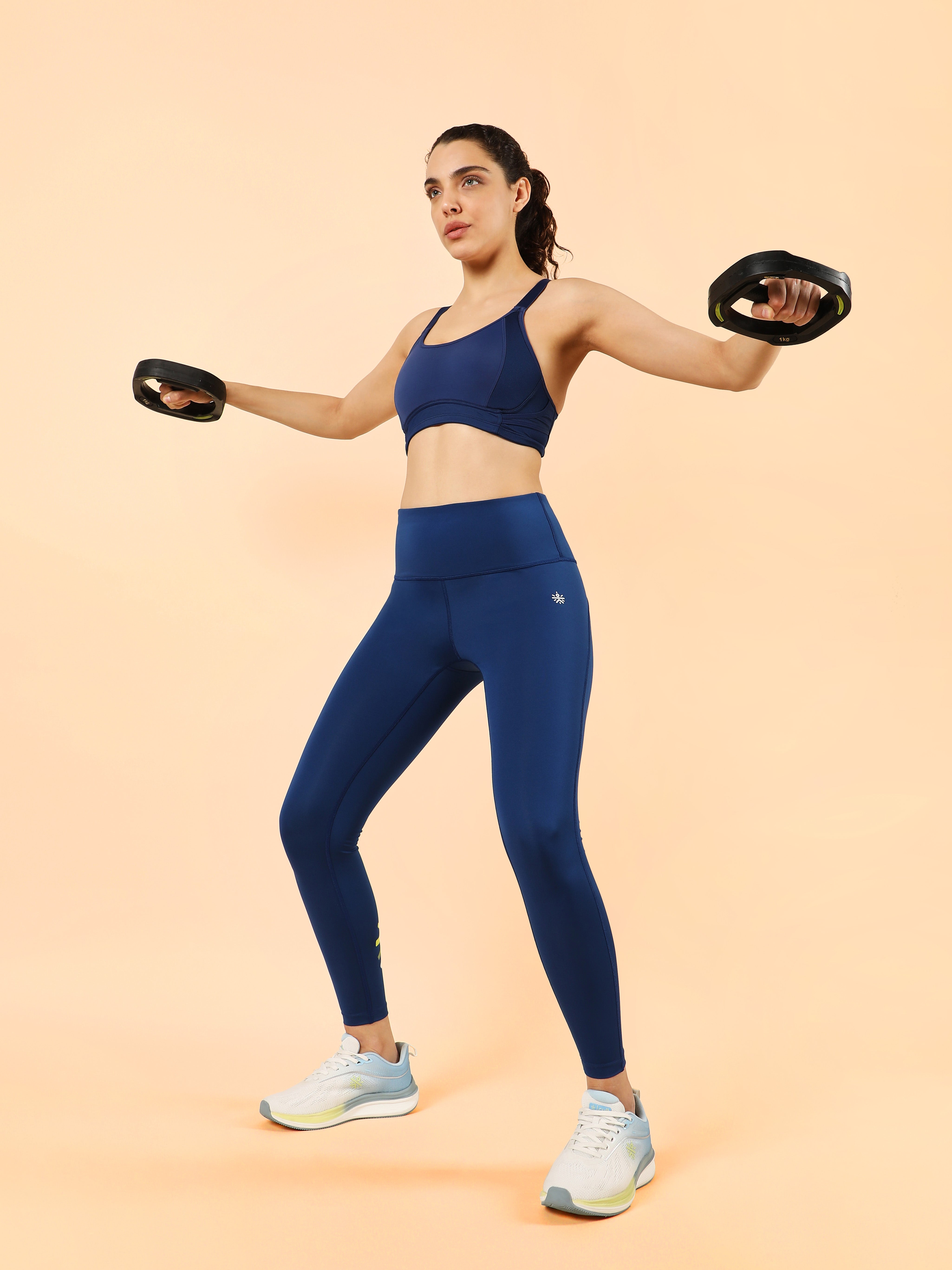 Navy Graphic Print Active Tights