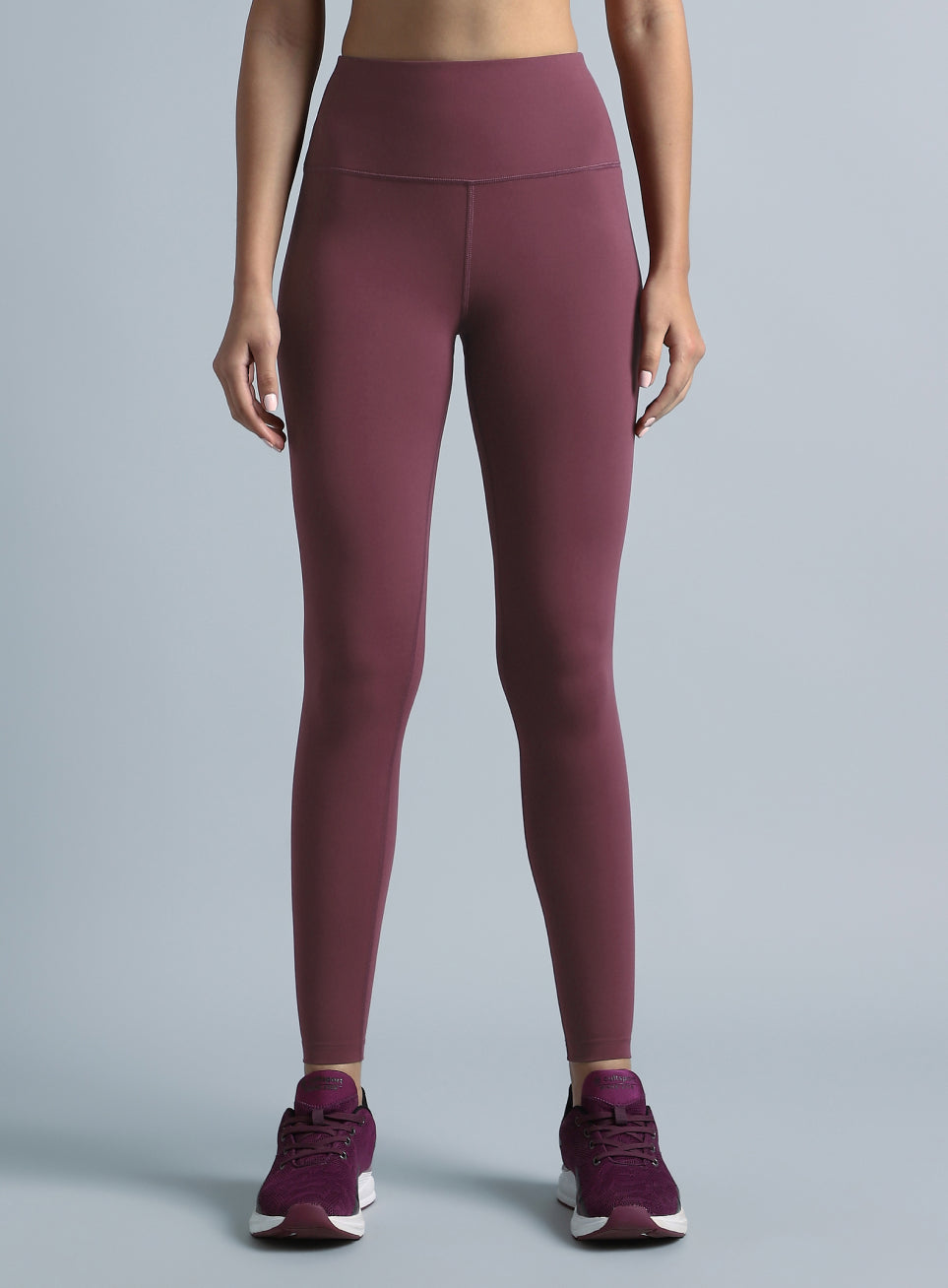 Wine High Waist Solid Active Tights