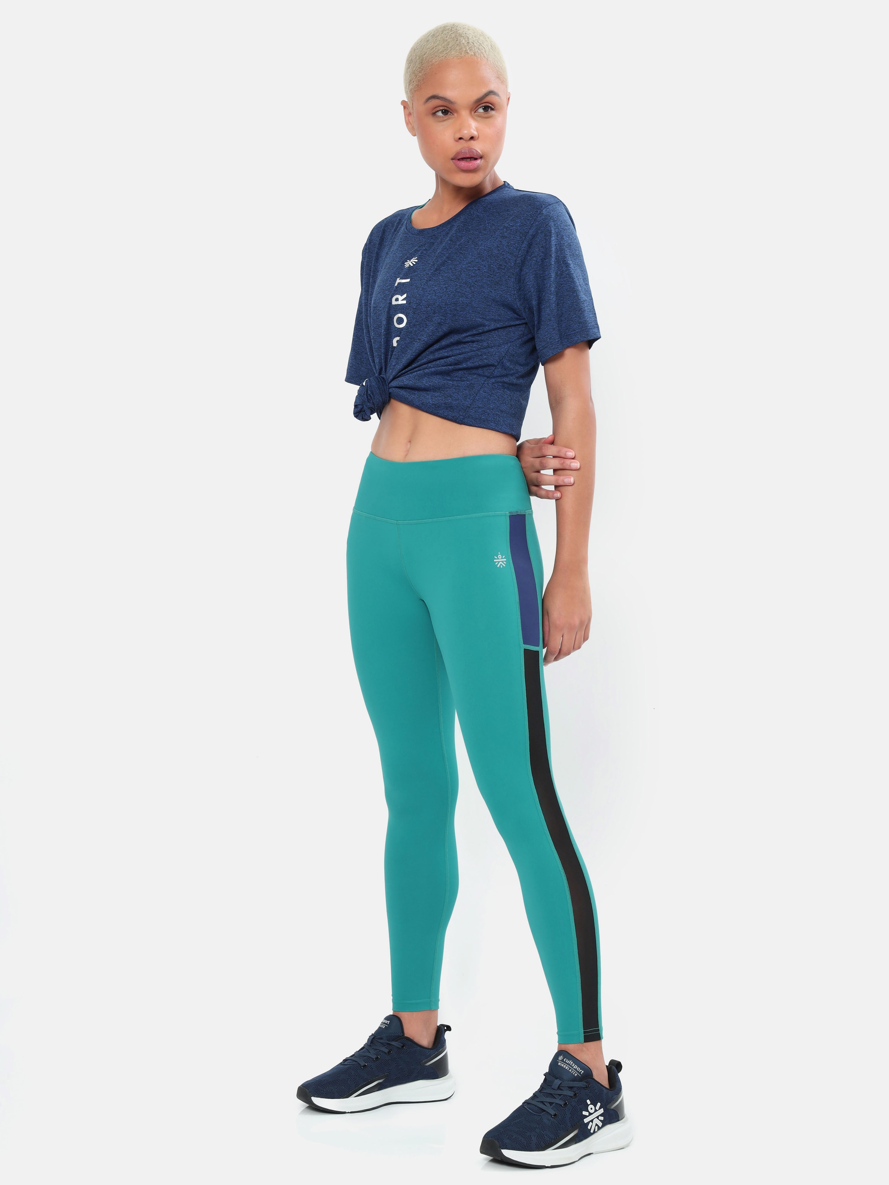 Absolute Fit Tights with Contrast Side Panels and Back Pocket