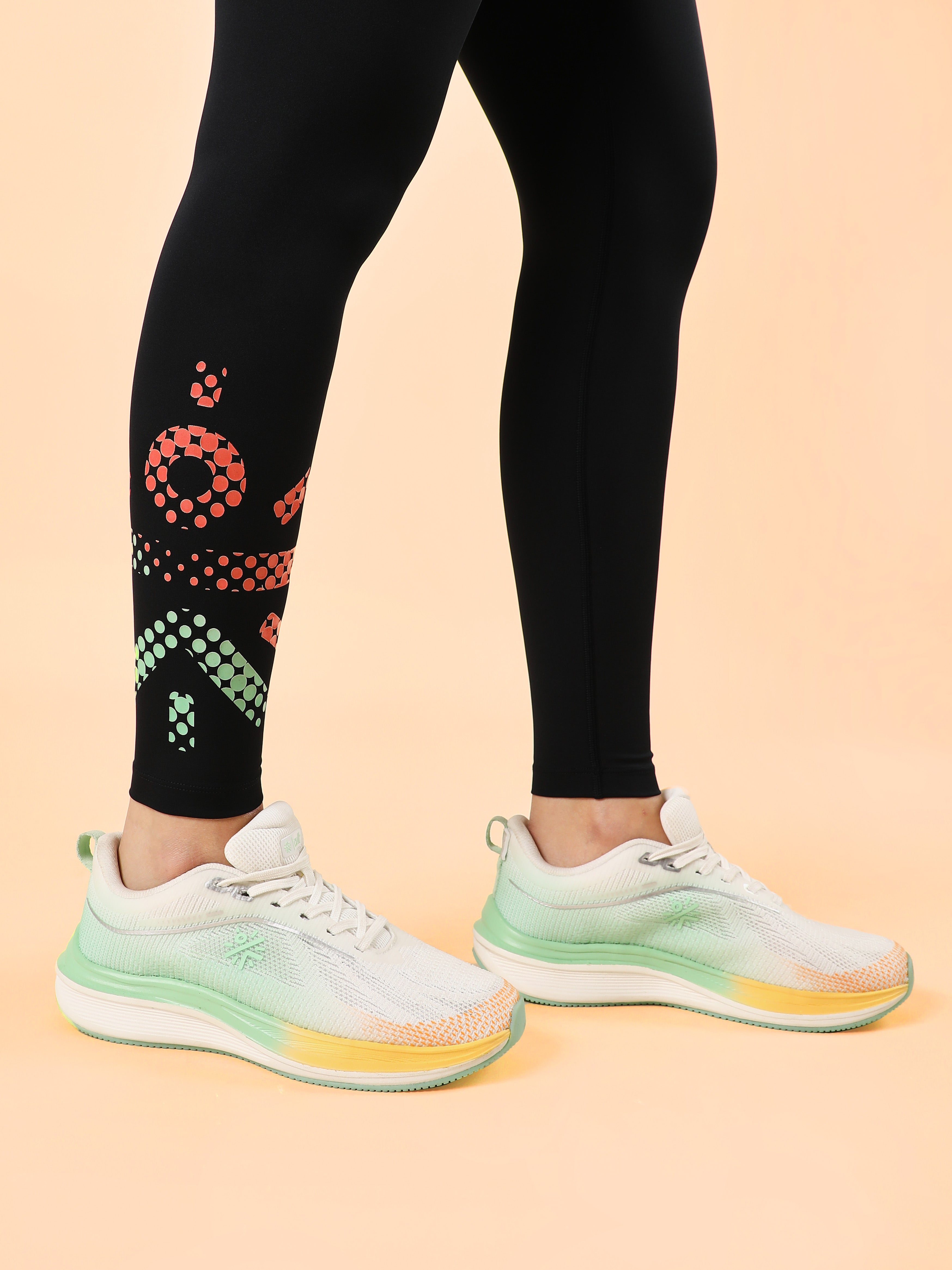 Black Absolute Fit Tights with Logo Print and Back Pocket