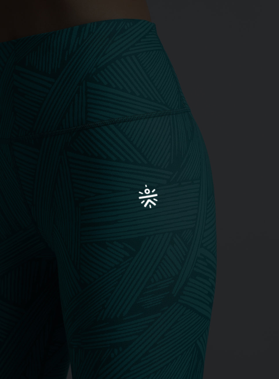 Teal All Over Print Absolute Fit Tights with Back Pocket