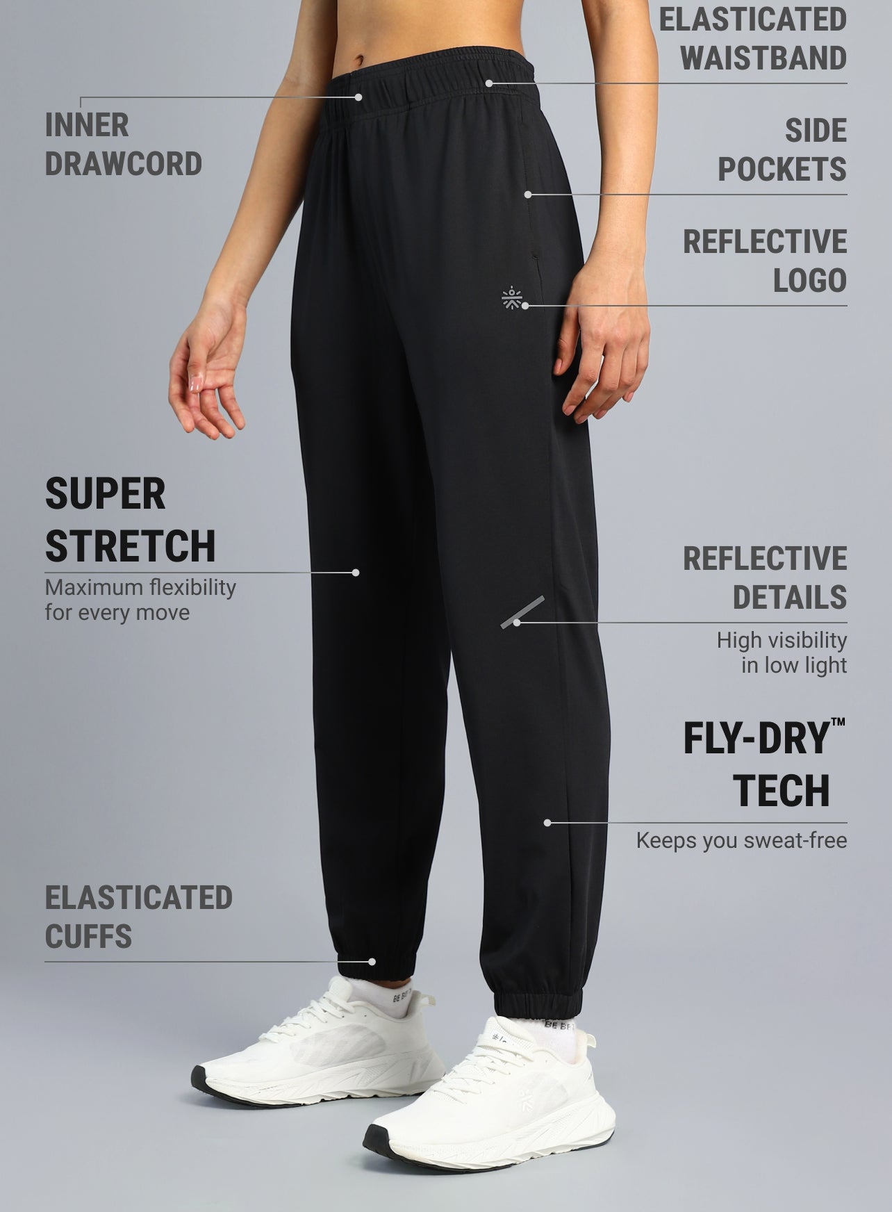 Women's Black Iconic Running Joggers
