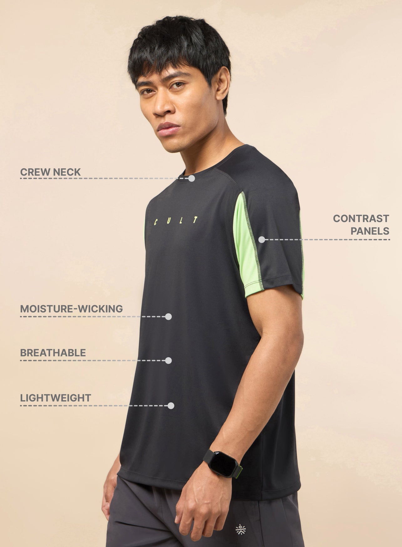 Men's Cult Black Training T-shirt