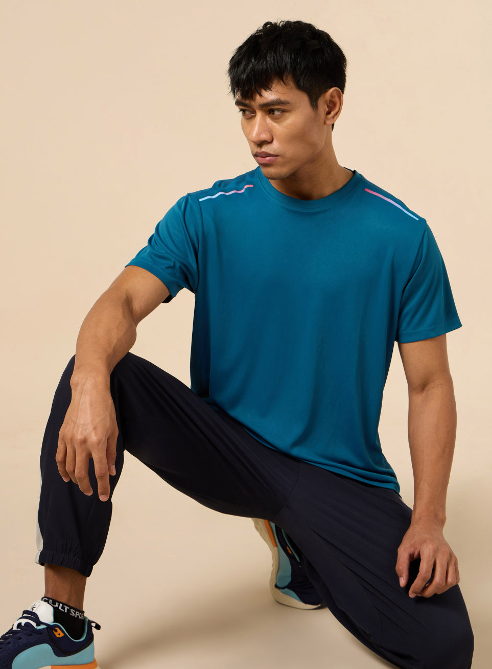 Men's All Round Teal Workout T-shirt