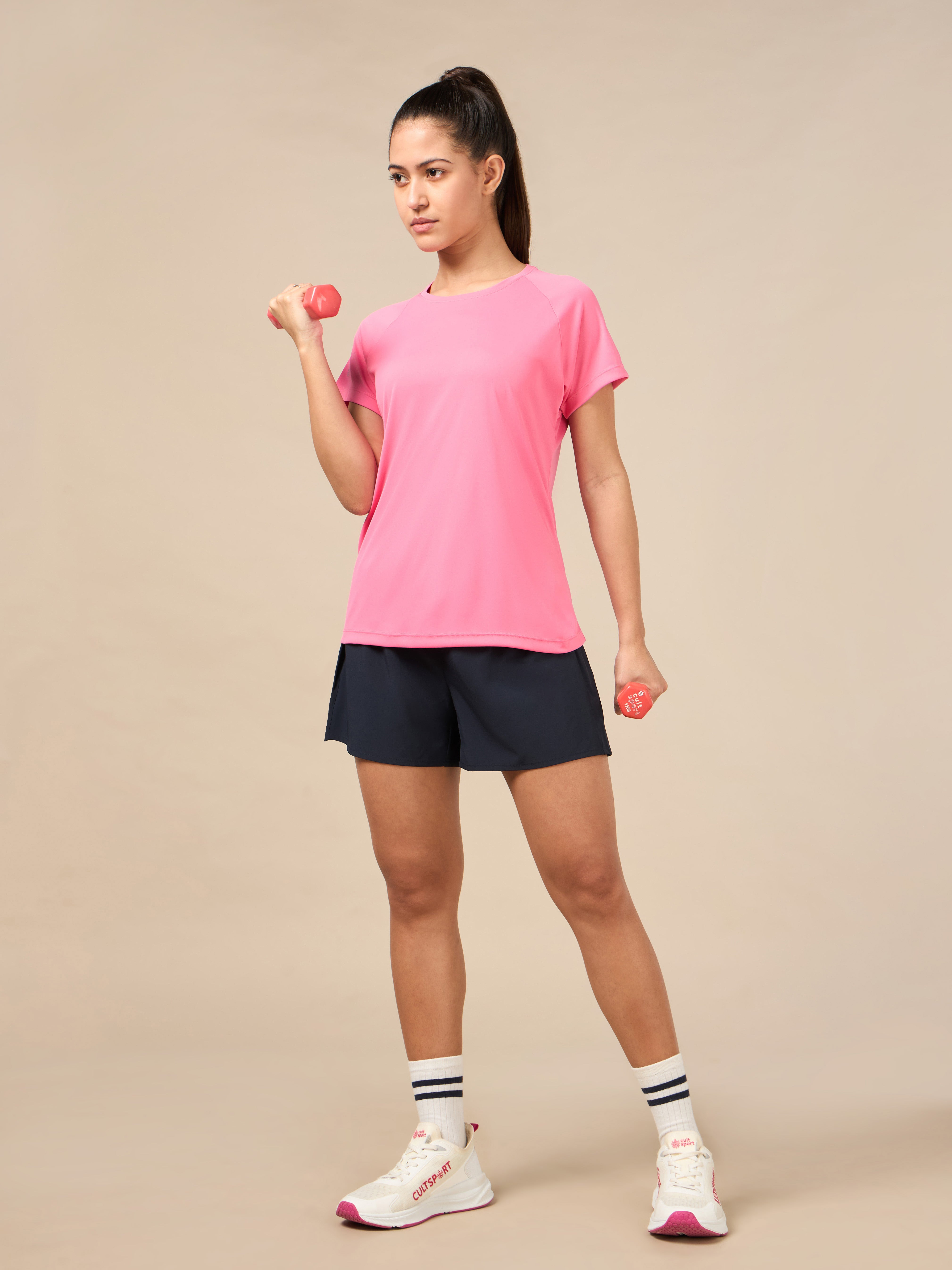 Women's Pink Cross Over Performance T-shirt