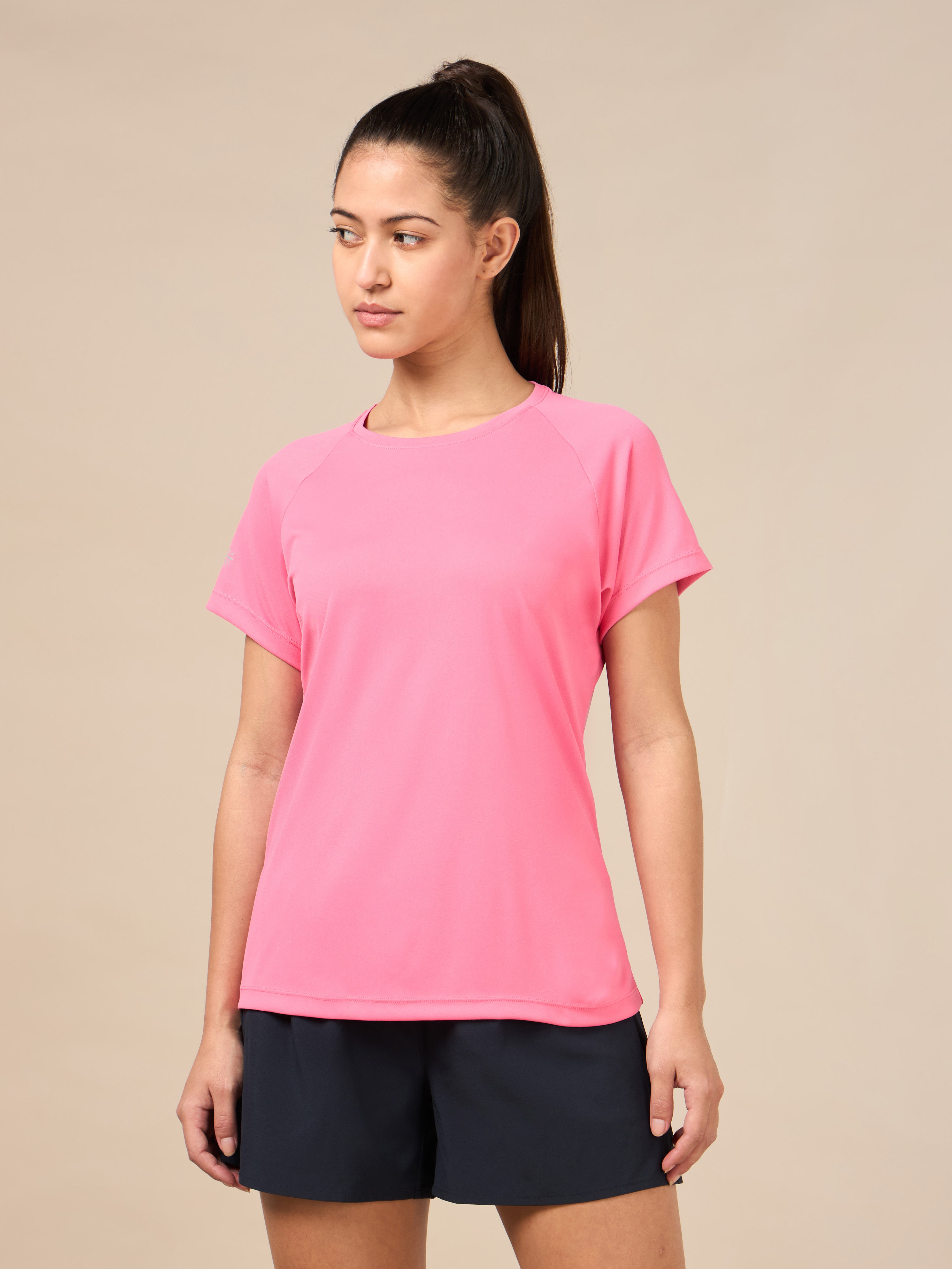Women's Pink Cross Over Performance T-shirt