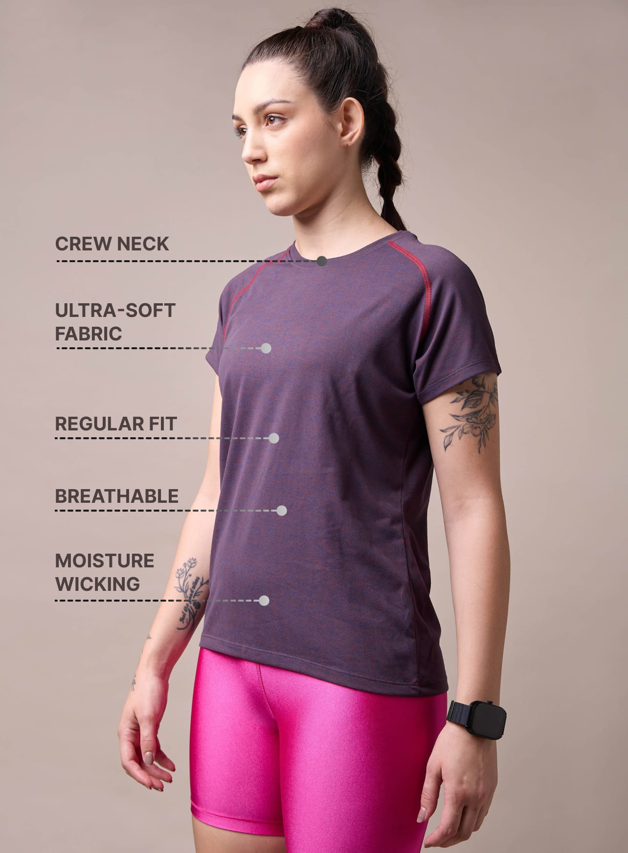 Women's Muscle Flex Purple Comfortech T-shirt