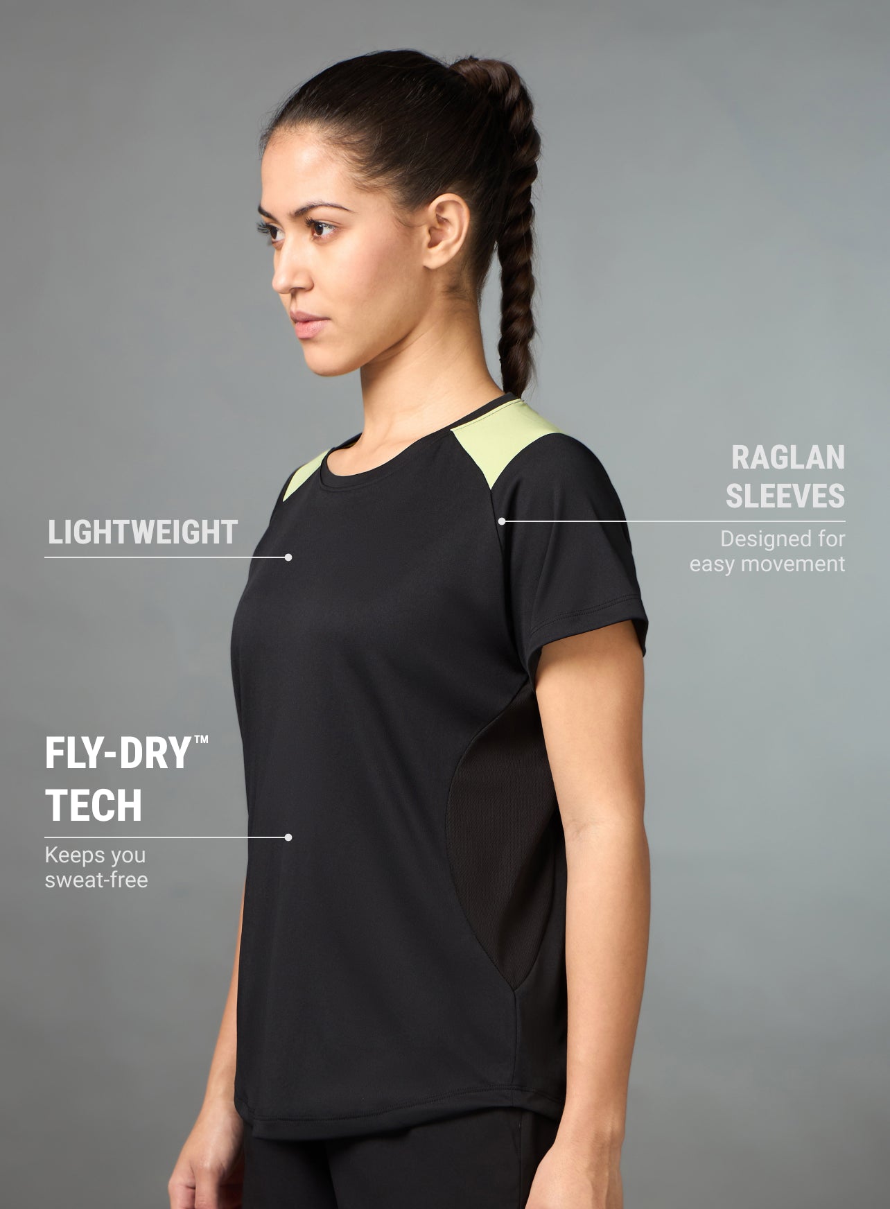 Women's Runner's Pace Up Black T-shirt