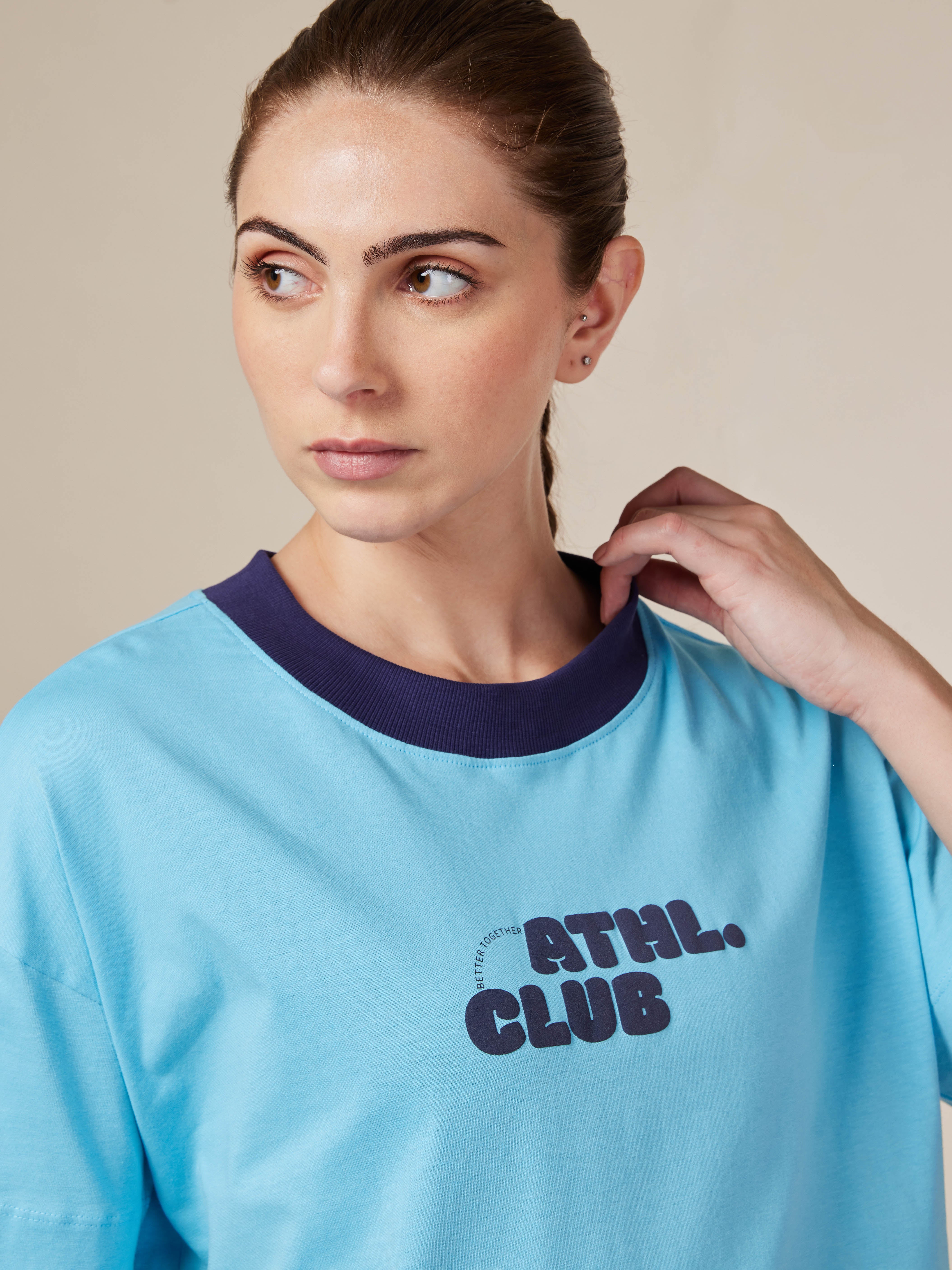 Women's Ath. Club Blue Printed T-shirt