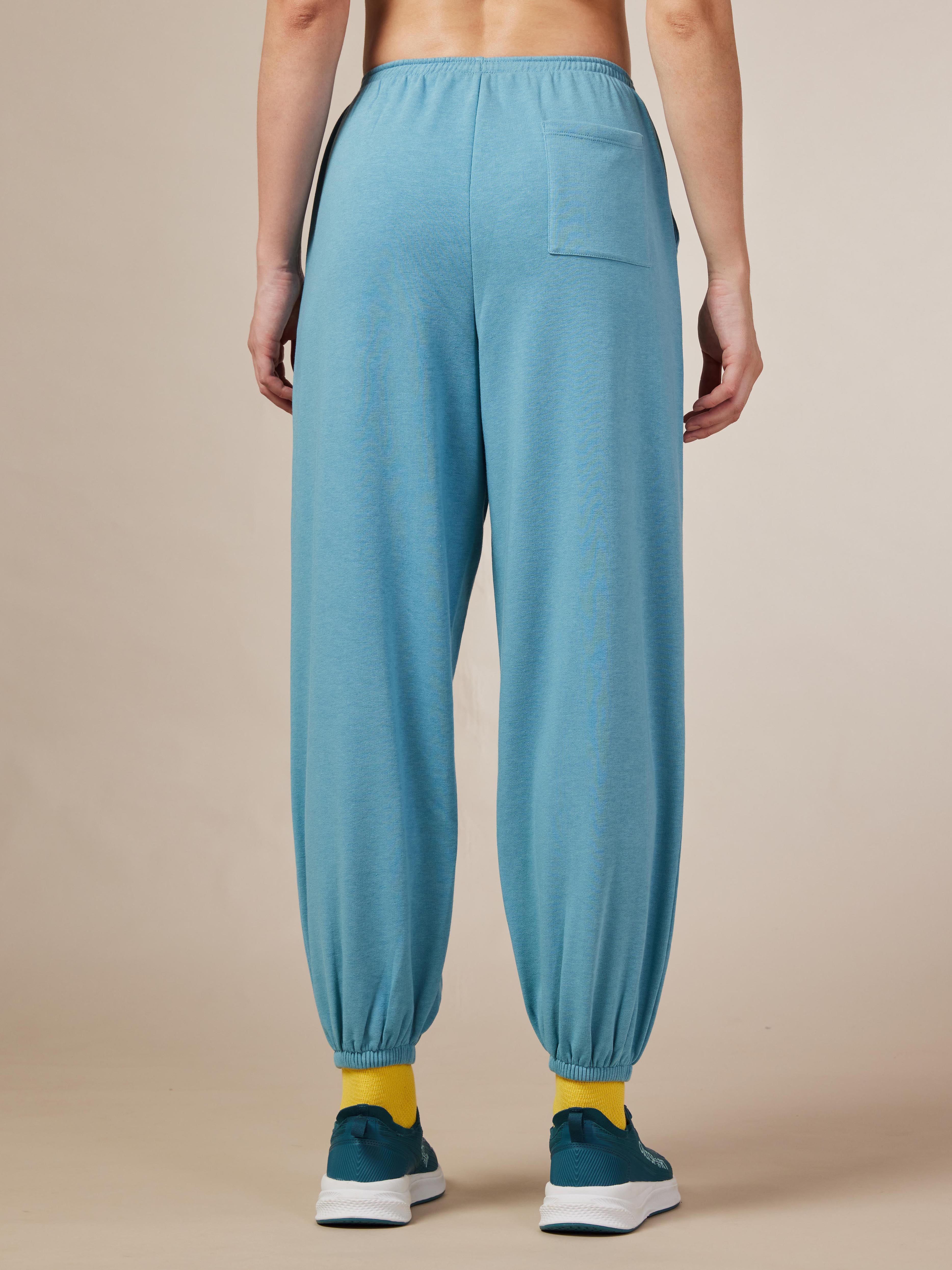 Women's Blue Cult Printed Patch Baggy Joggers