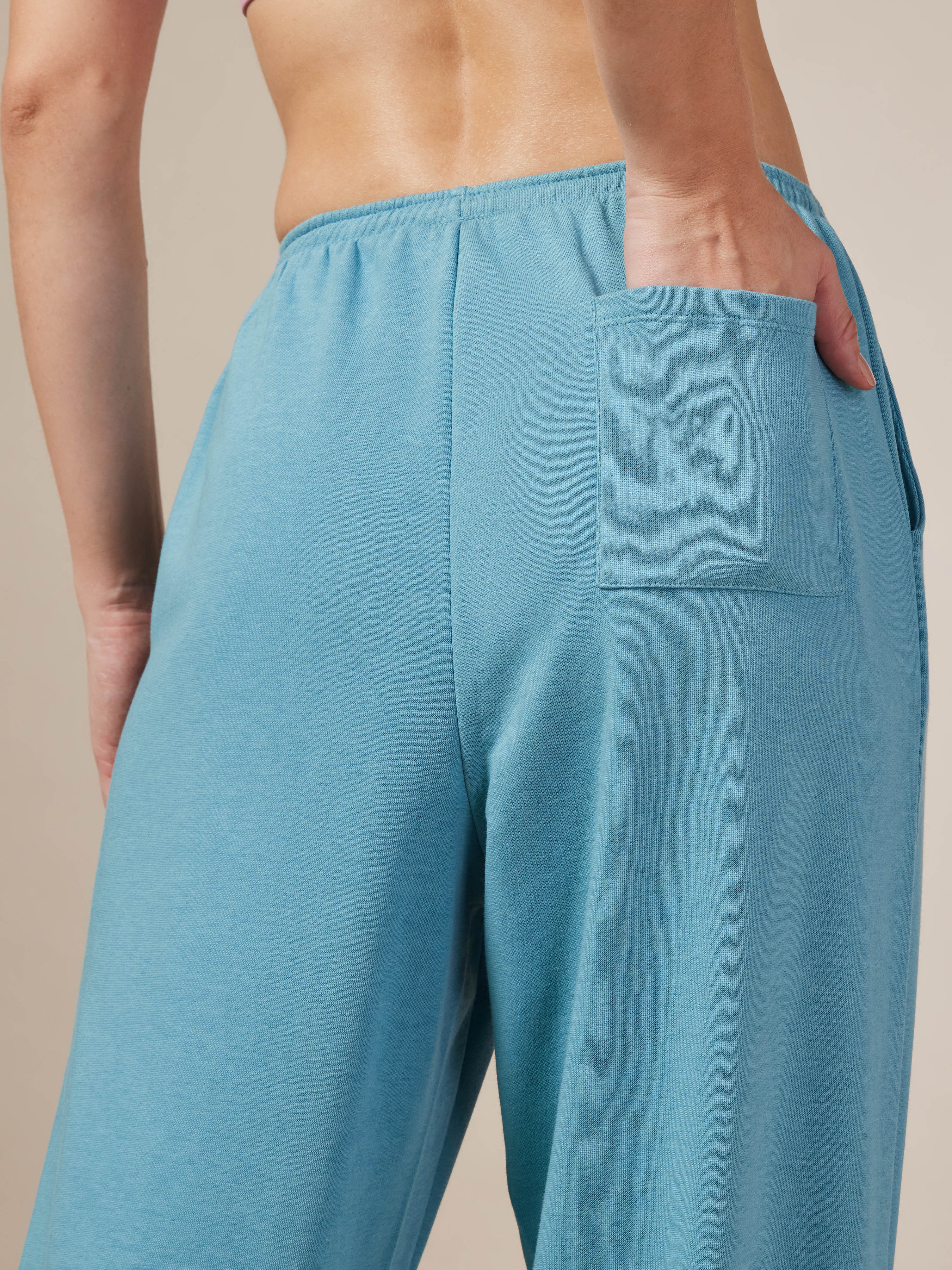 Women's Blue Cult Printed Patch Baggy Joggers