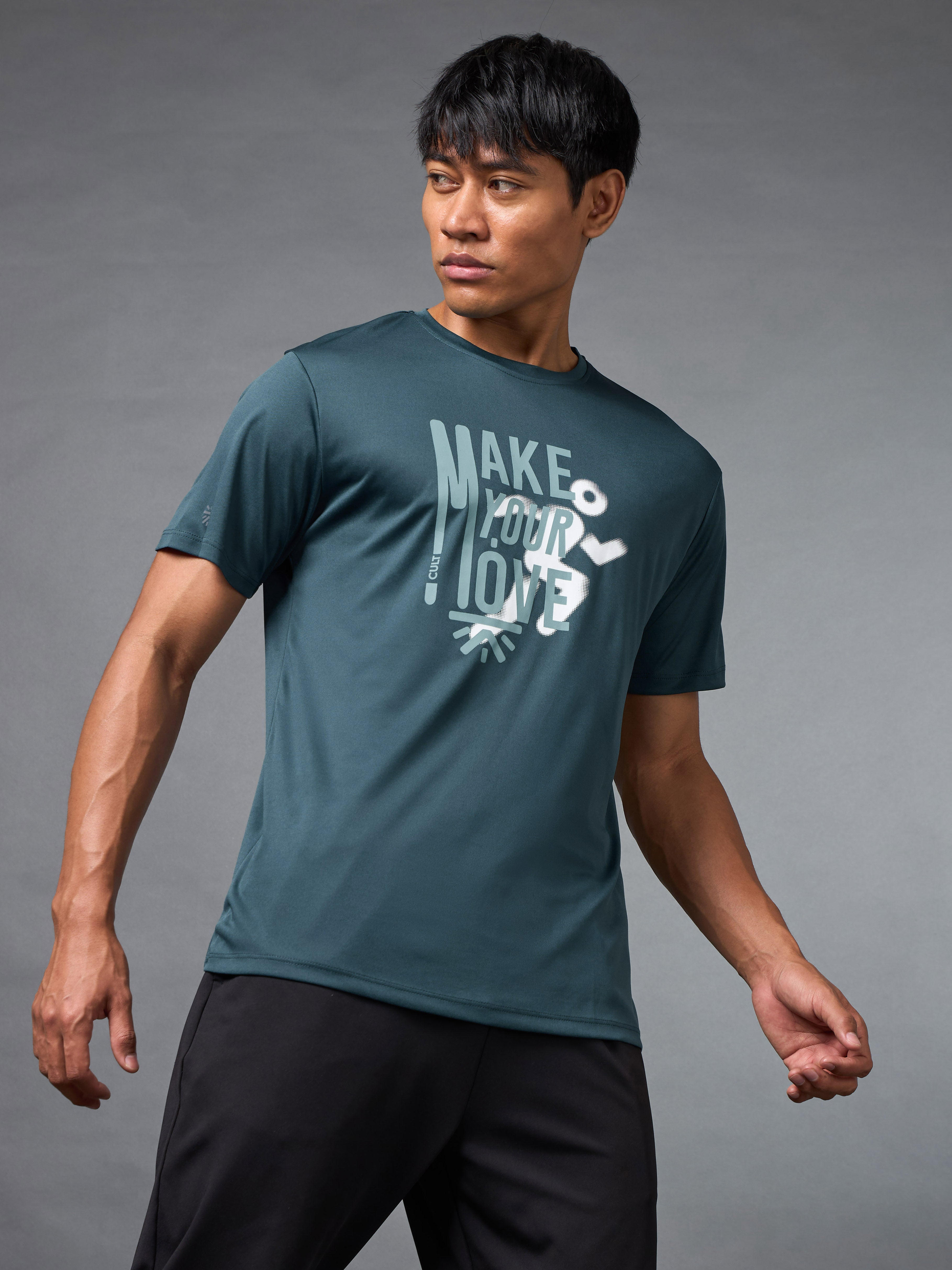 Men's Make Your Move Teal Performance T-shirt