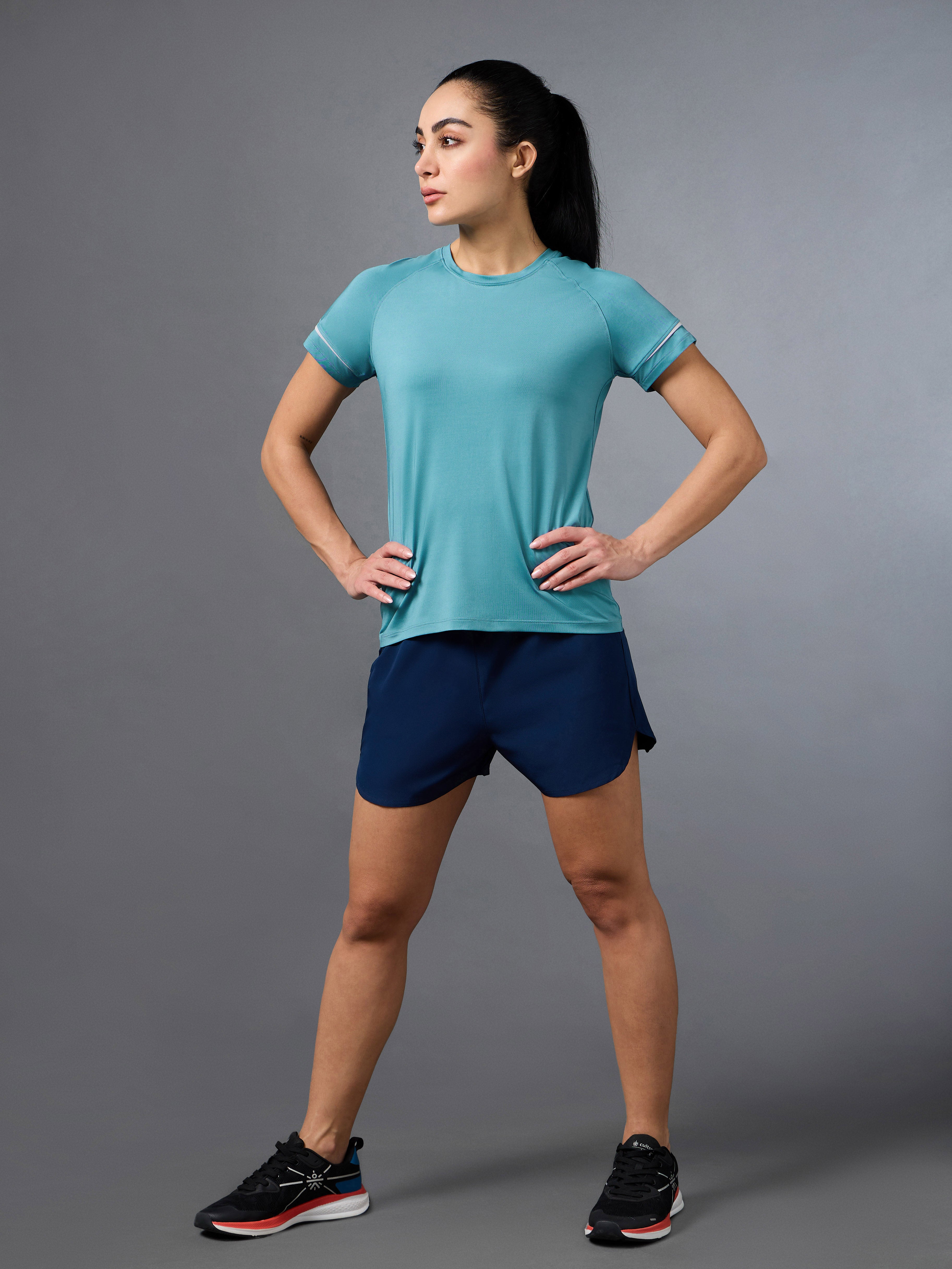 Women's Blue Pace up Running Top