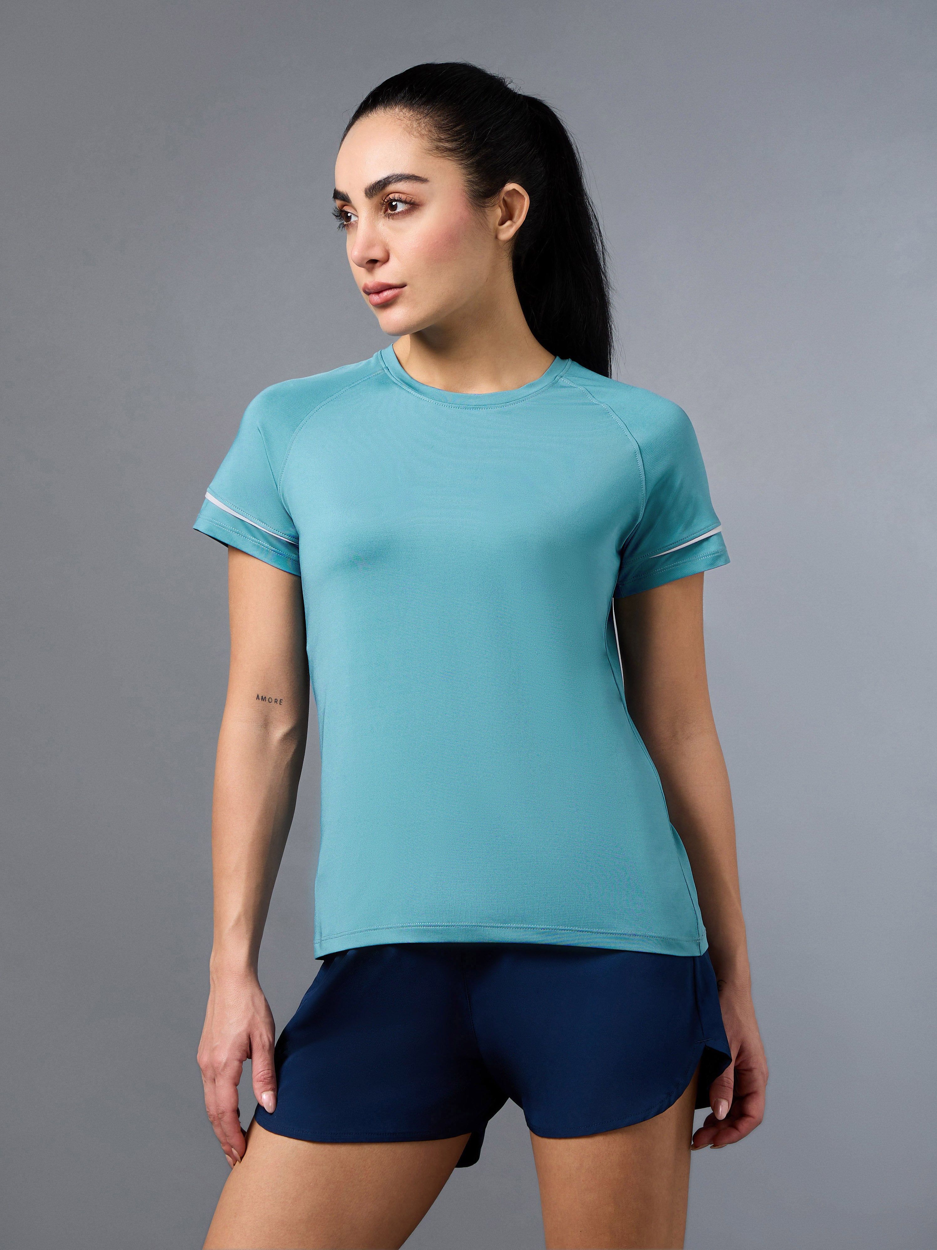 Women's Blue Pace up Running Top