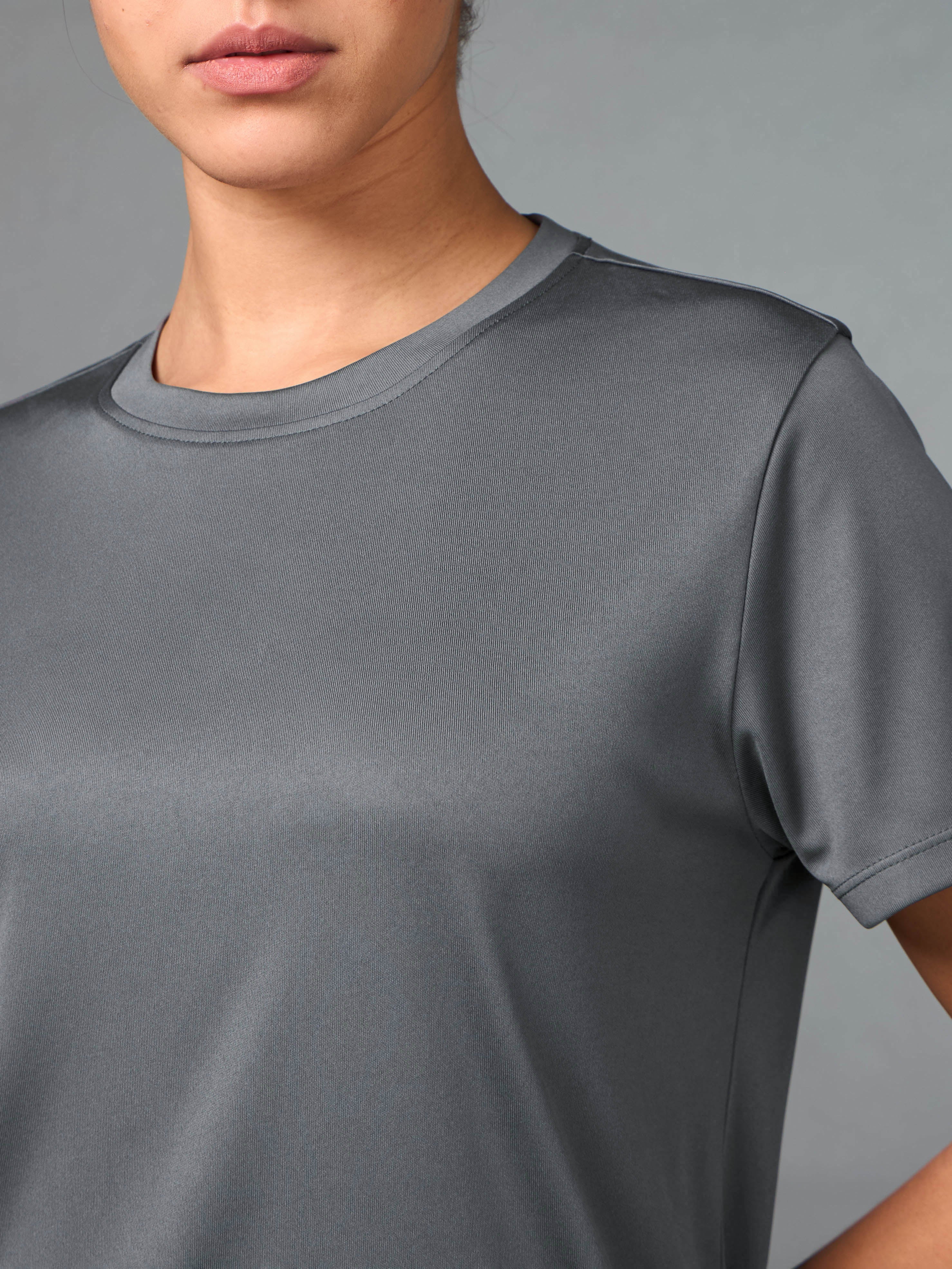 Women's Layered Hem Grey Running Top