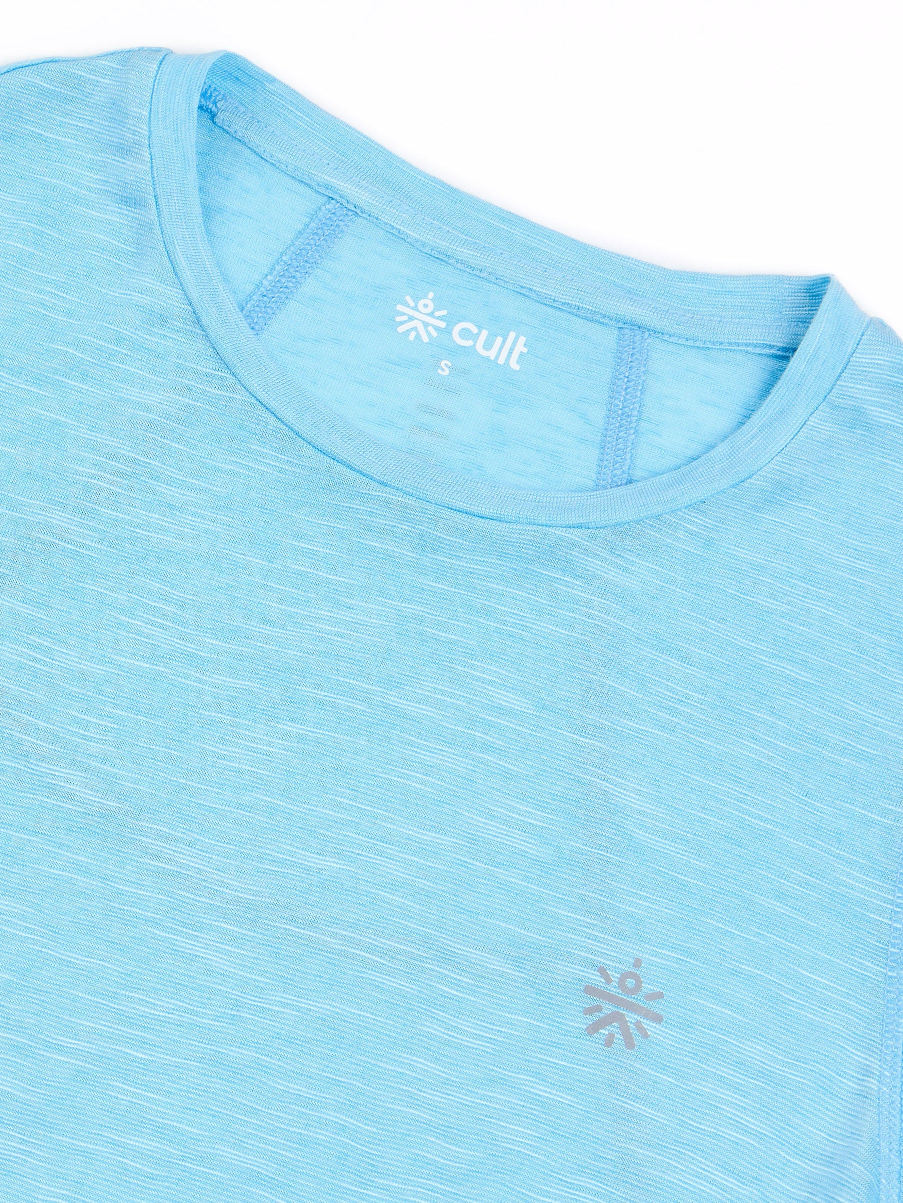 Women's Blue Slub Engineered Knit Top