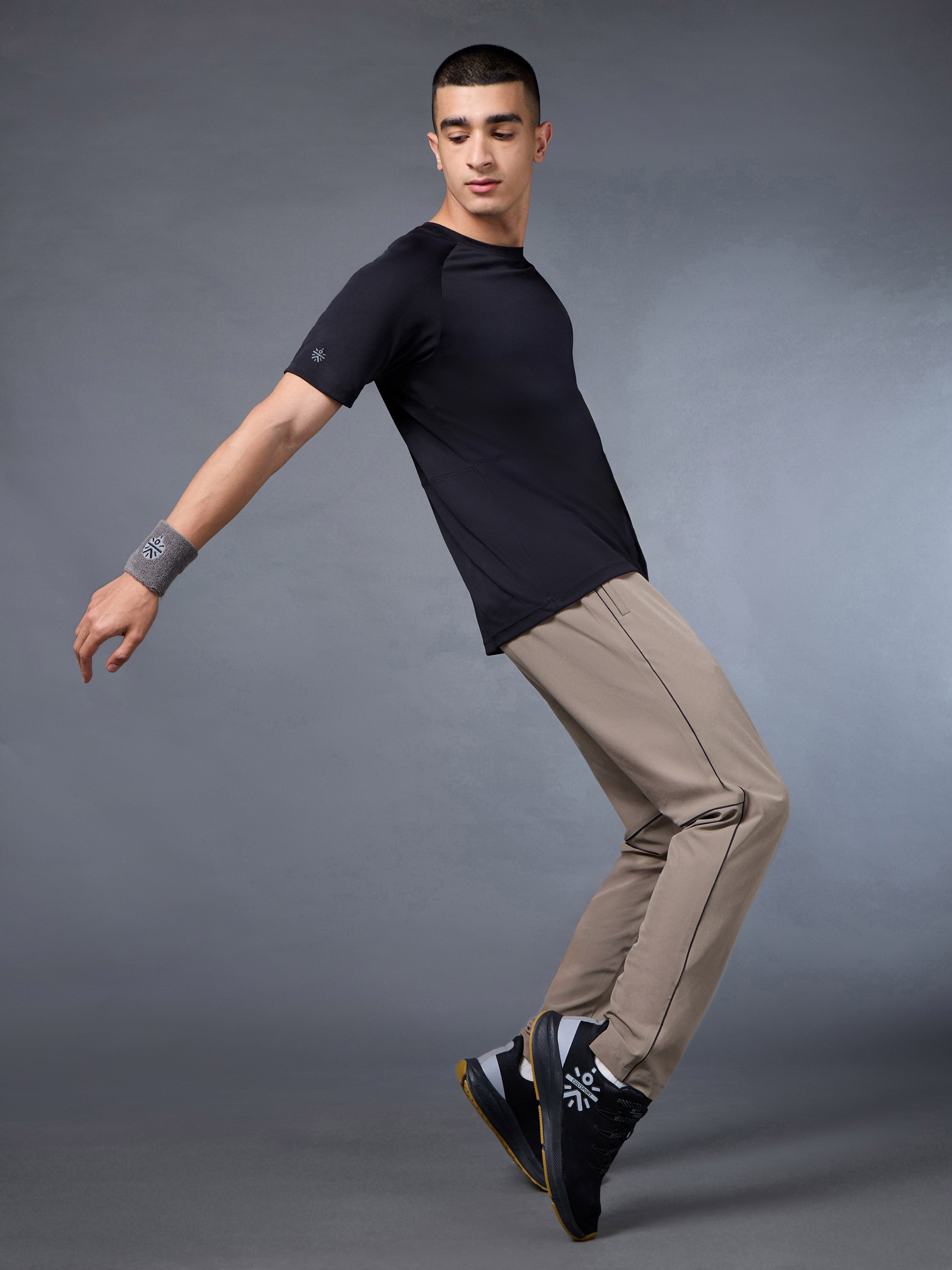 Men's Beige Pace Up Running Trackpants